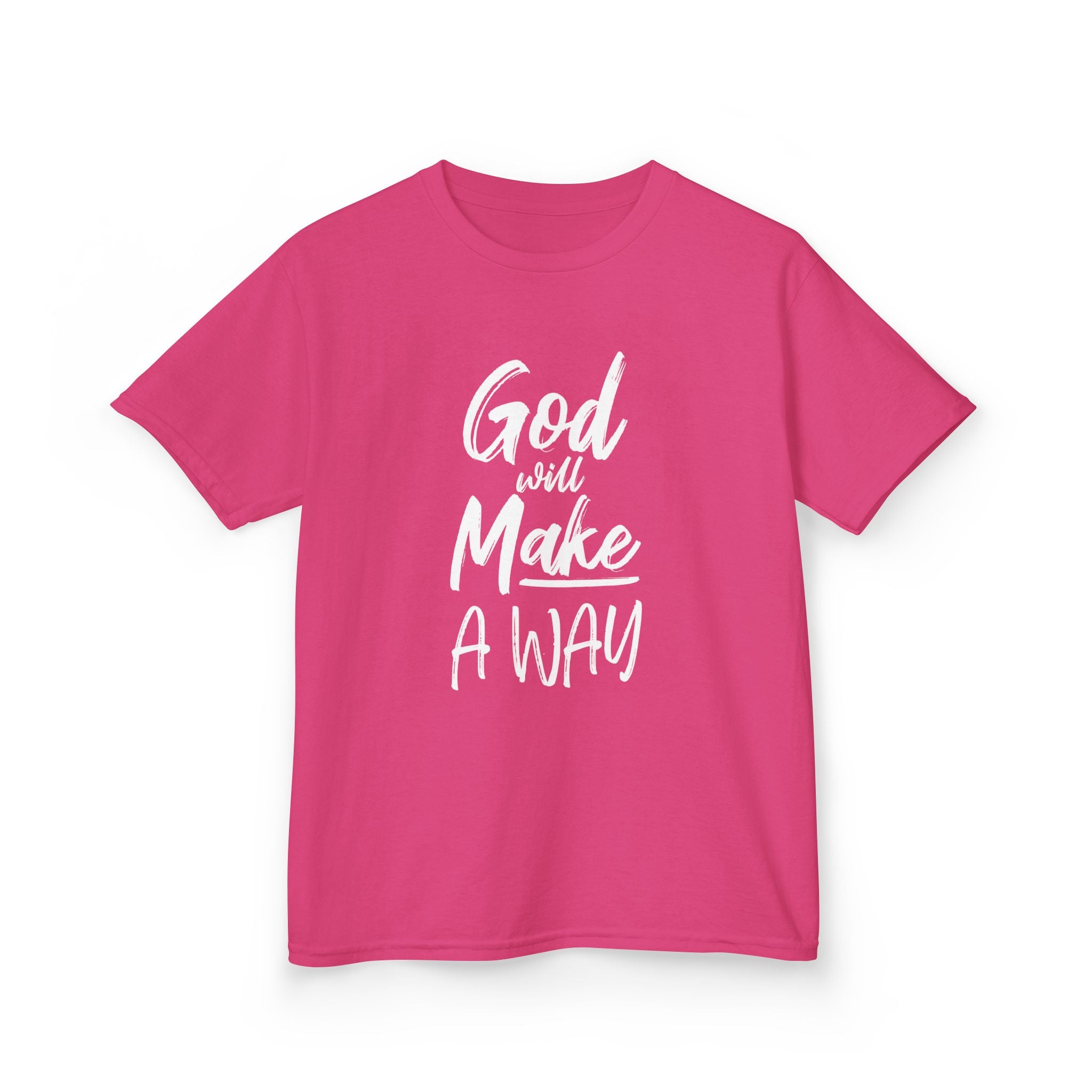 God Will Make A Way Kids Tee Hot Pink