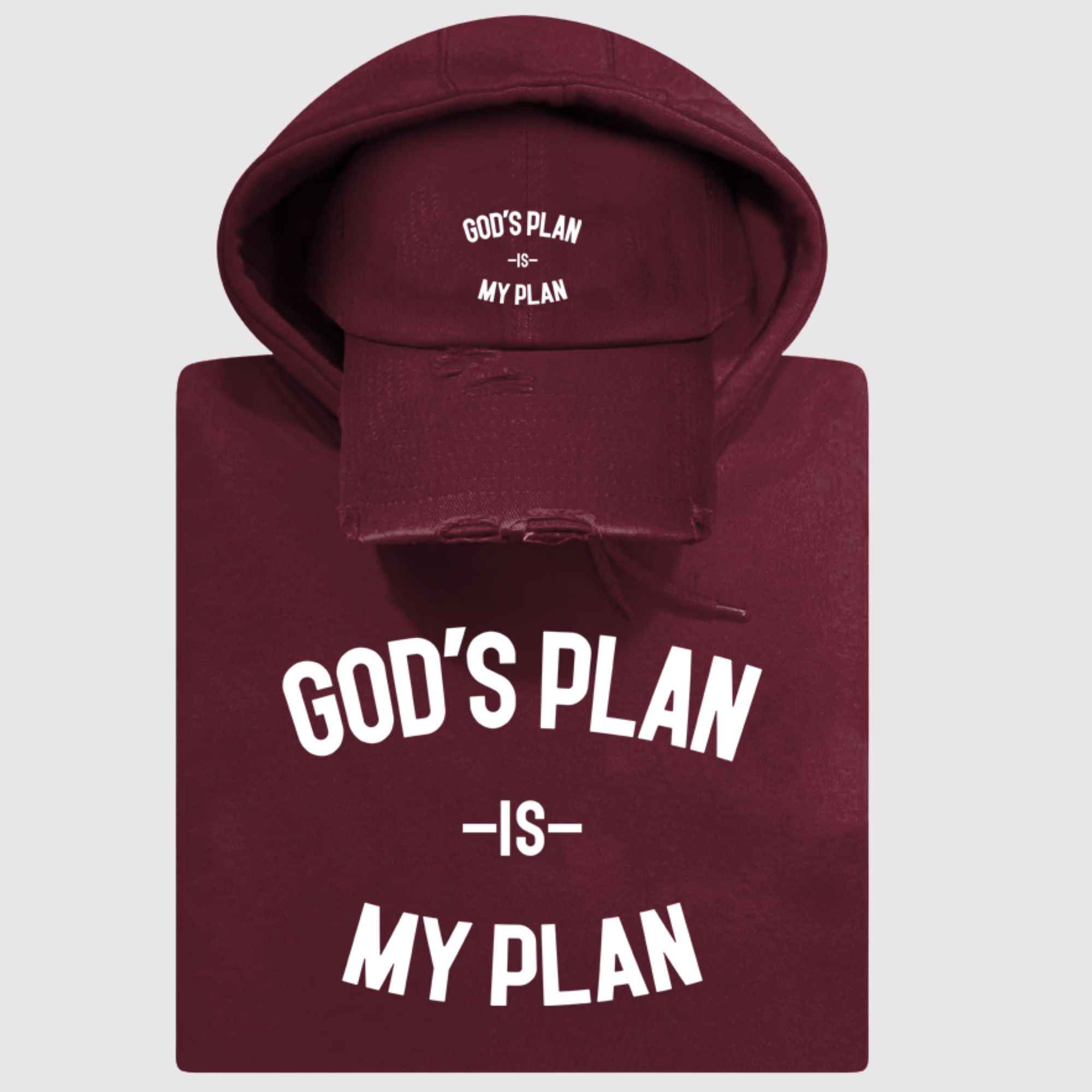 God's Plan My Plan Kids Hoodie & Hat Bundle Maroon