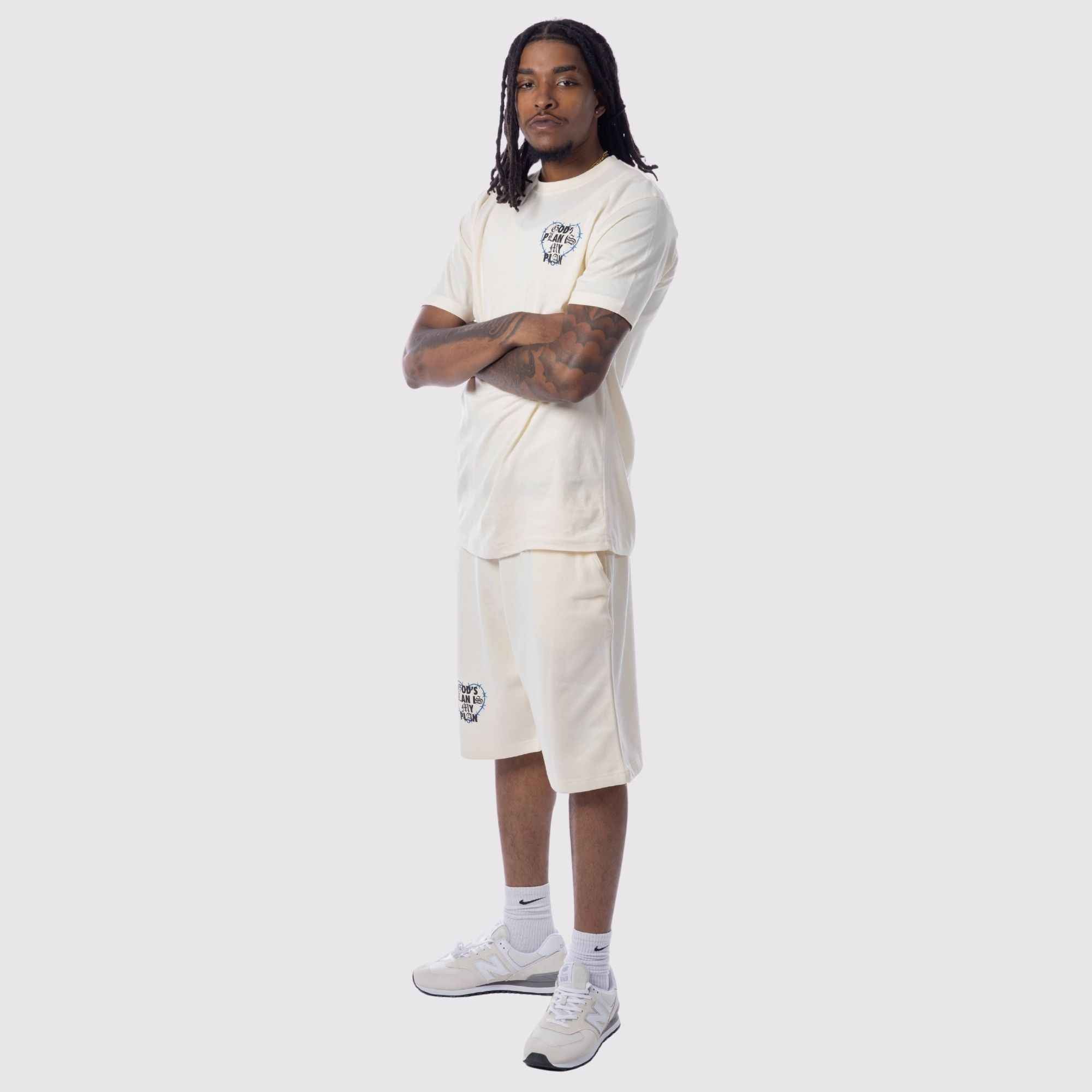 Covered By Grace God's Plan Short Set (Off White)