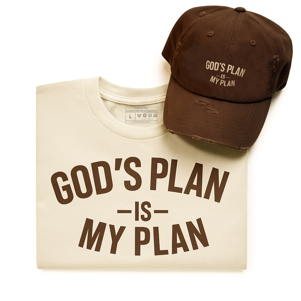 God's Plan My Plan T-Shirt & Hat Bundle Brown