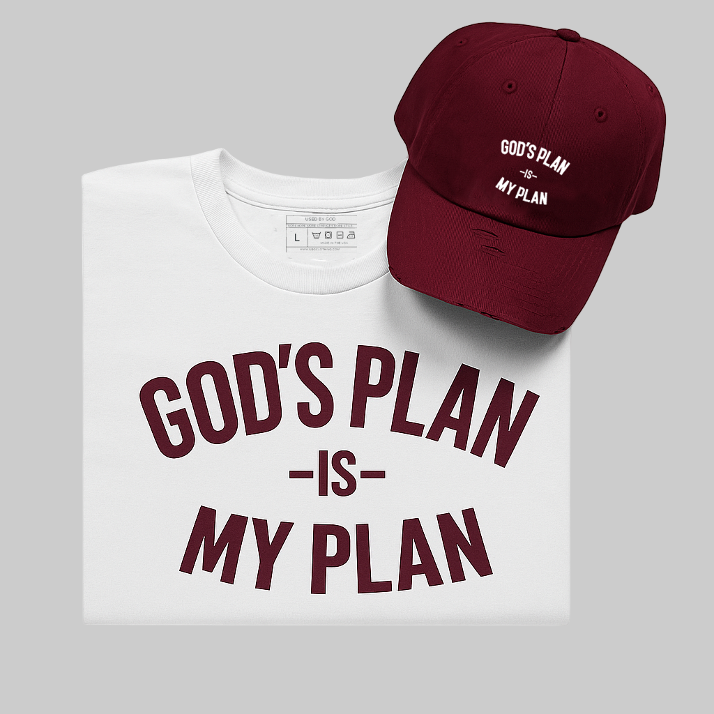 God's Plan My Plan Kids T-Shirt & Hat Bundle Maroon