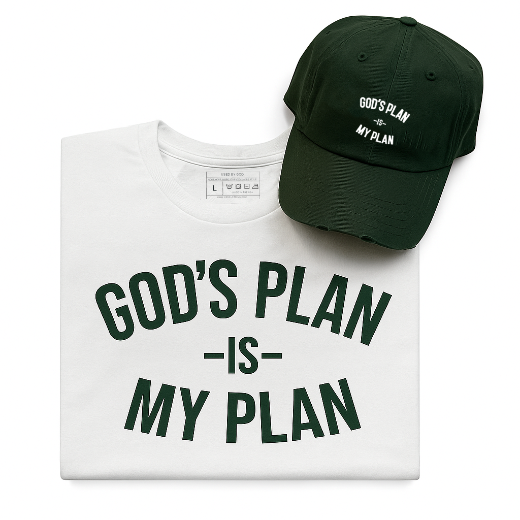God's Plan My Plan T-Shirt & Hat Bundle Hunter Green
