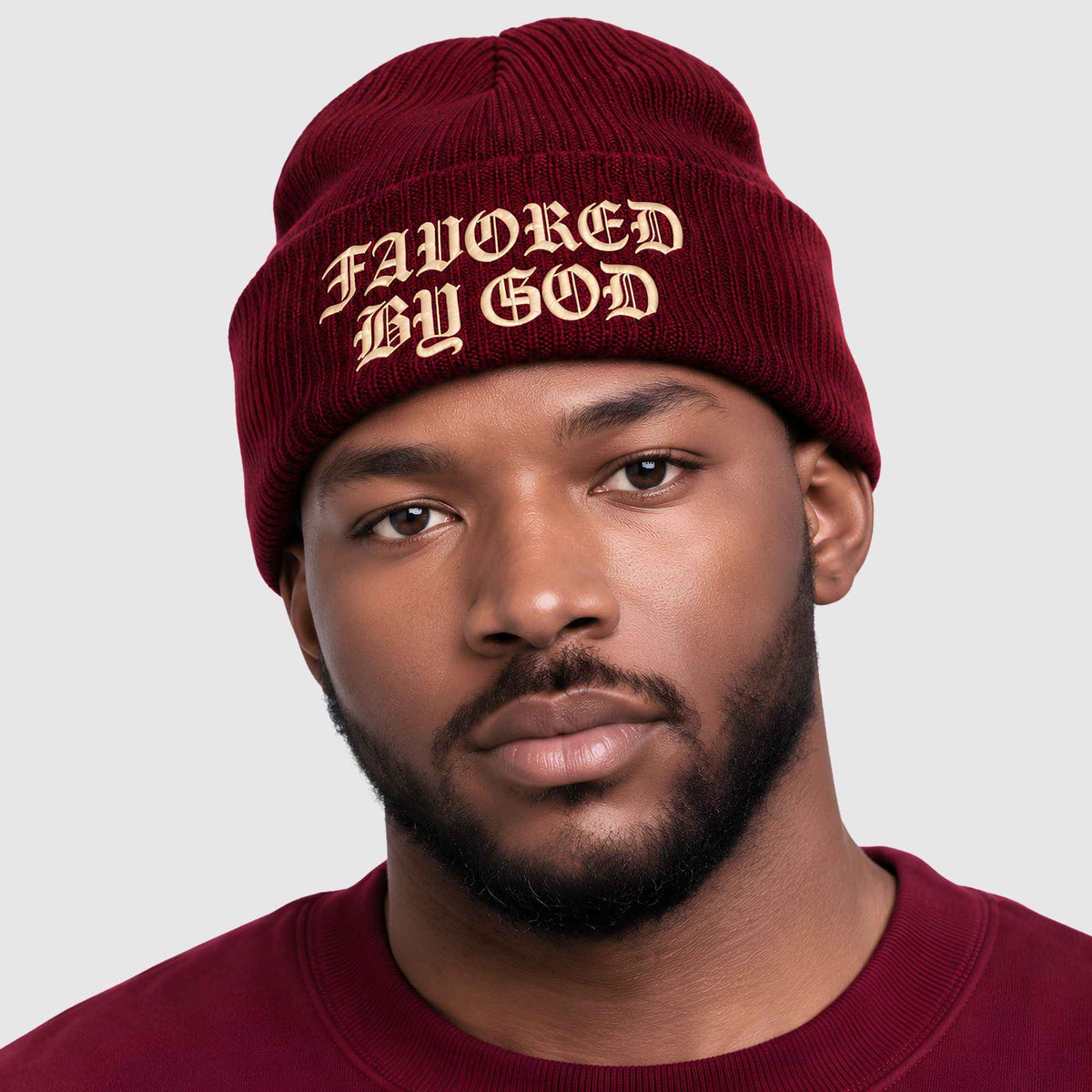Favored By God Beanie (Maroon)