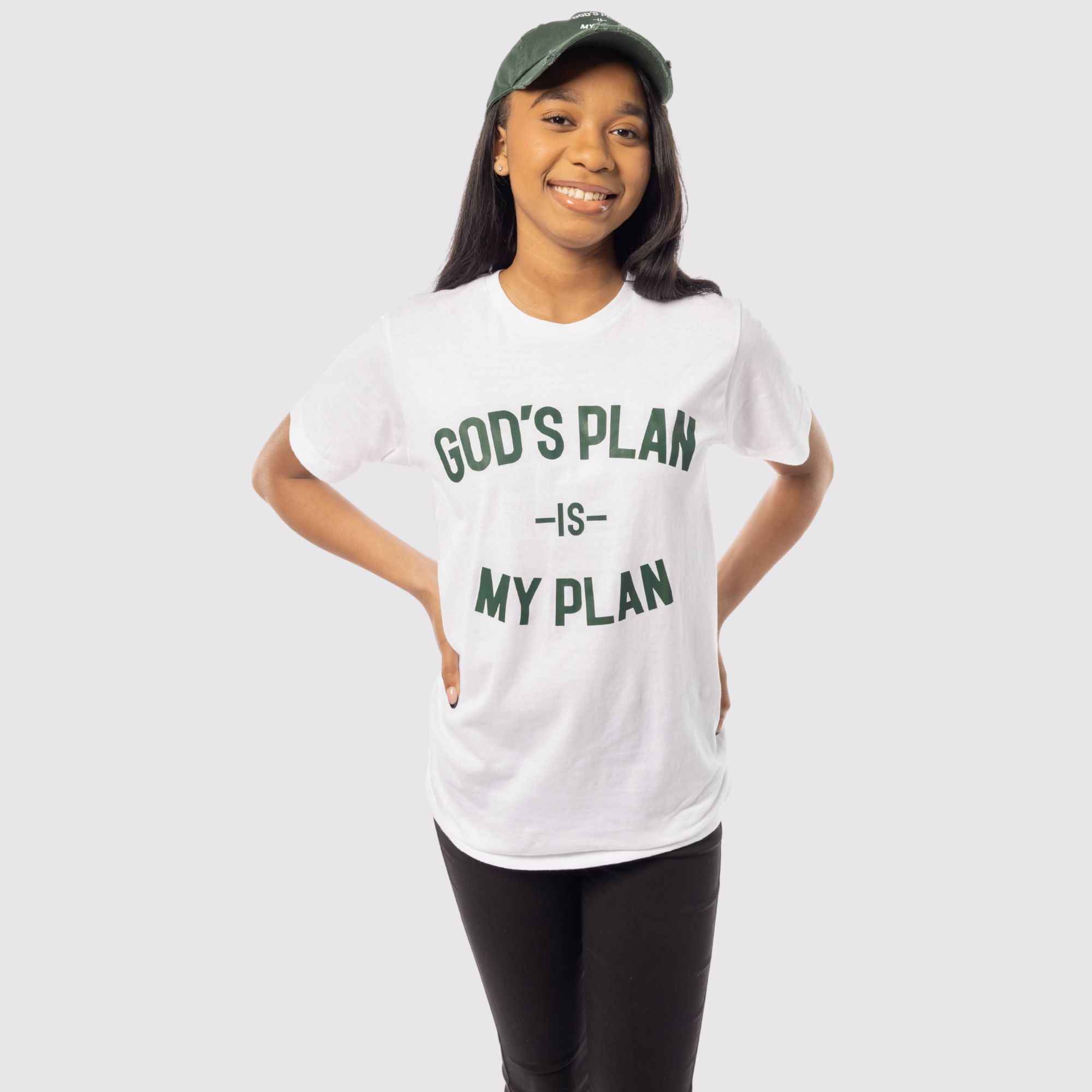God's Plan My Plan T-Shirt & Hat Bundle Hunter Green