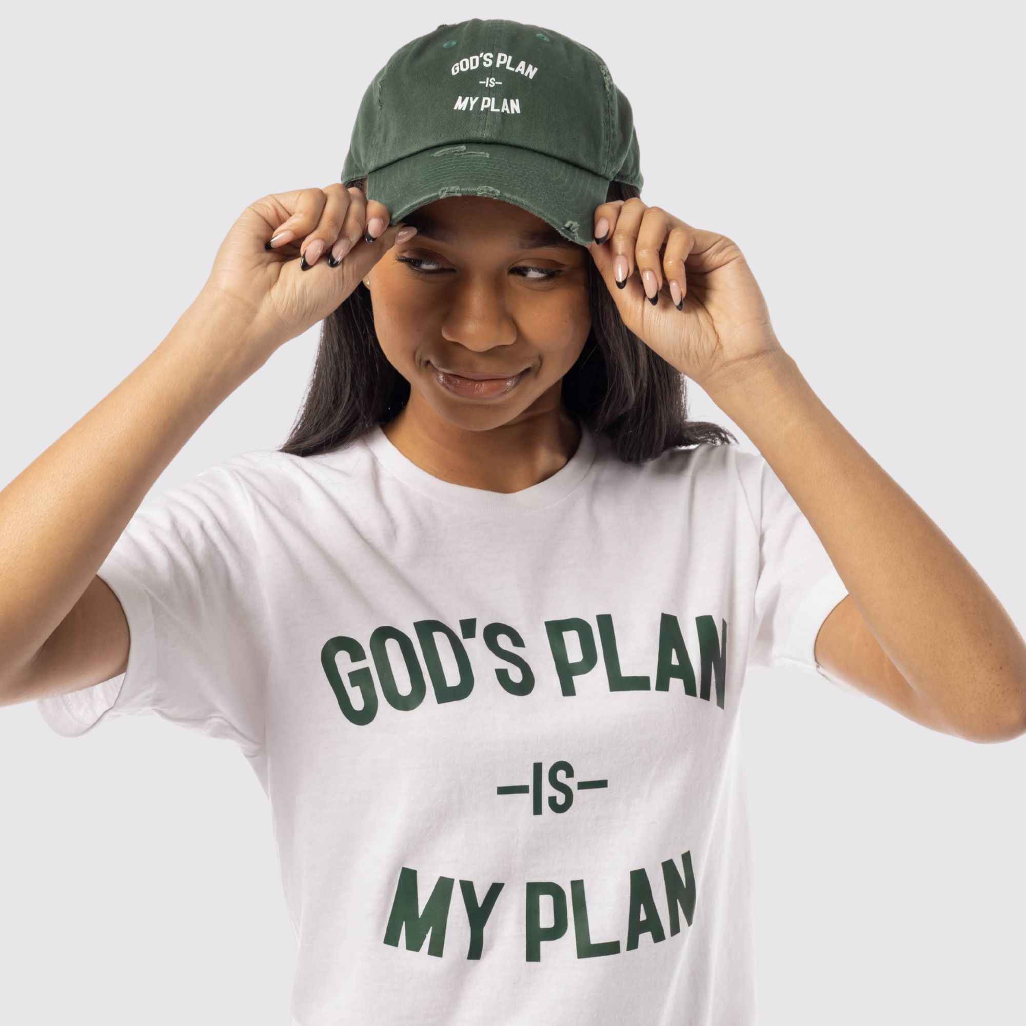 God's Plan My Plan T-Shirt & Hat Bundle Hunter Green