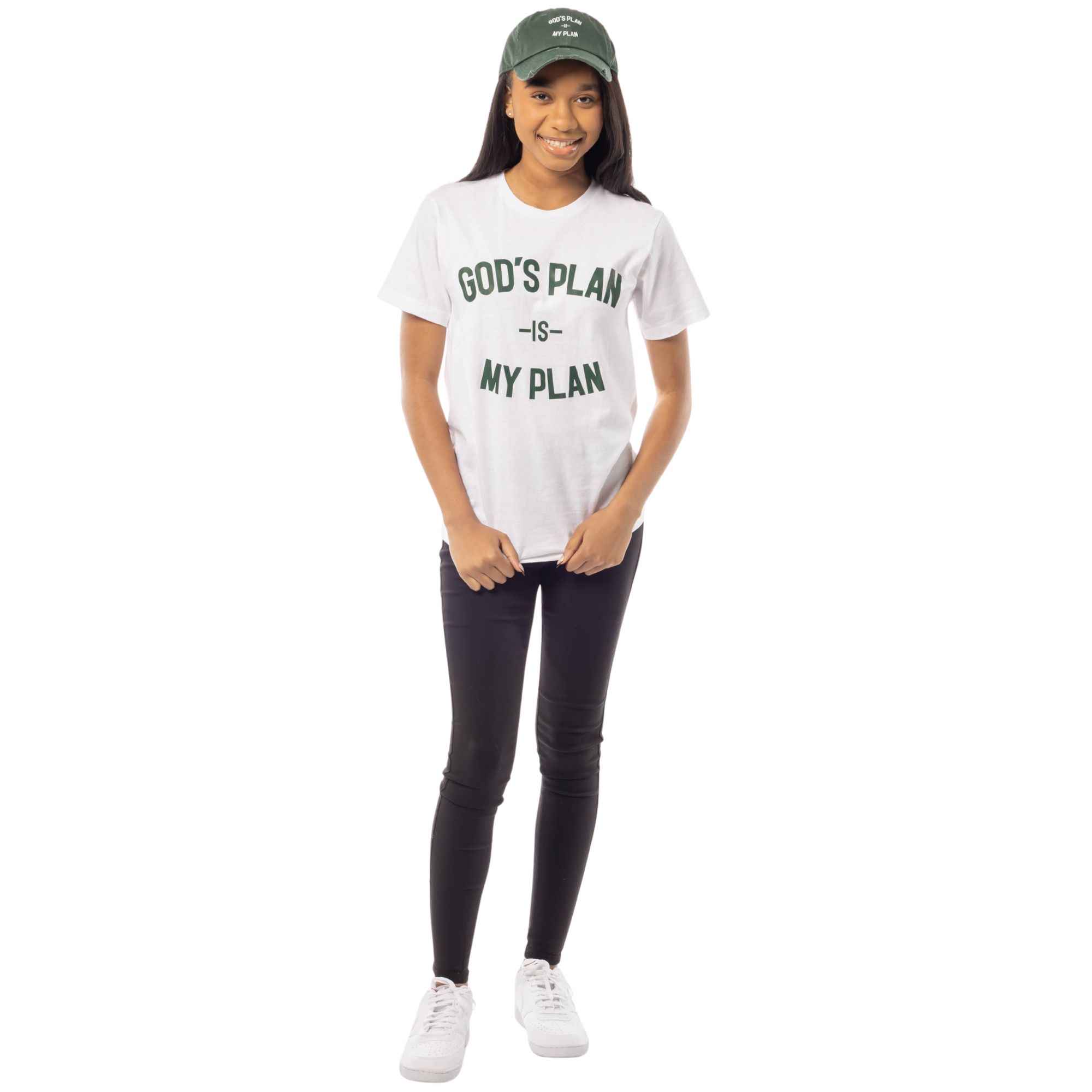 God's Plan My Plan T-Shirt & Hat Bundle Hunter Green