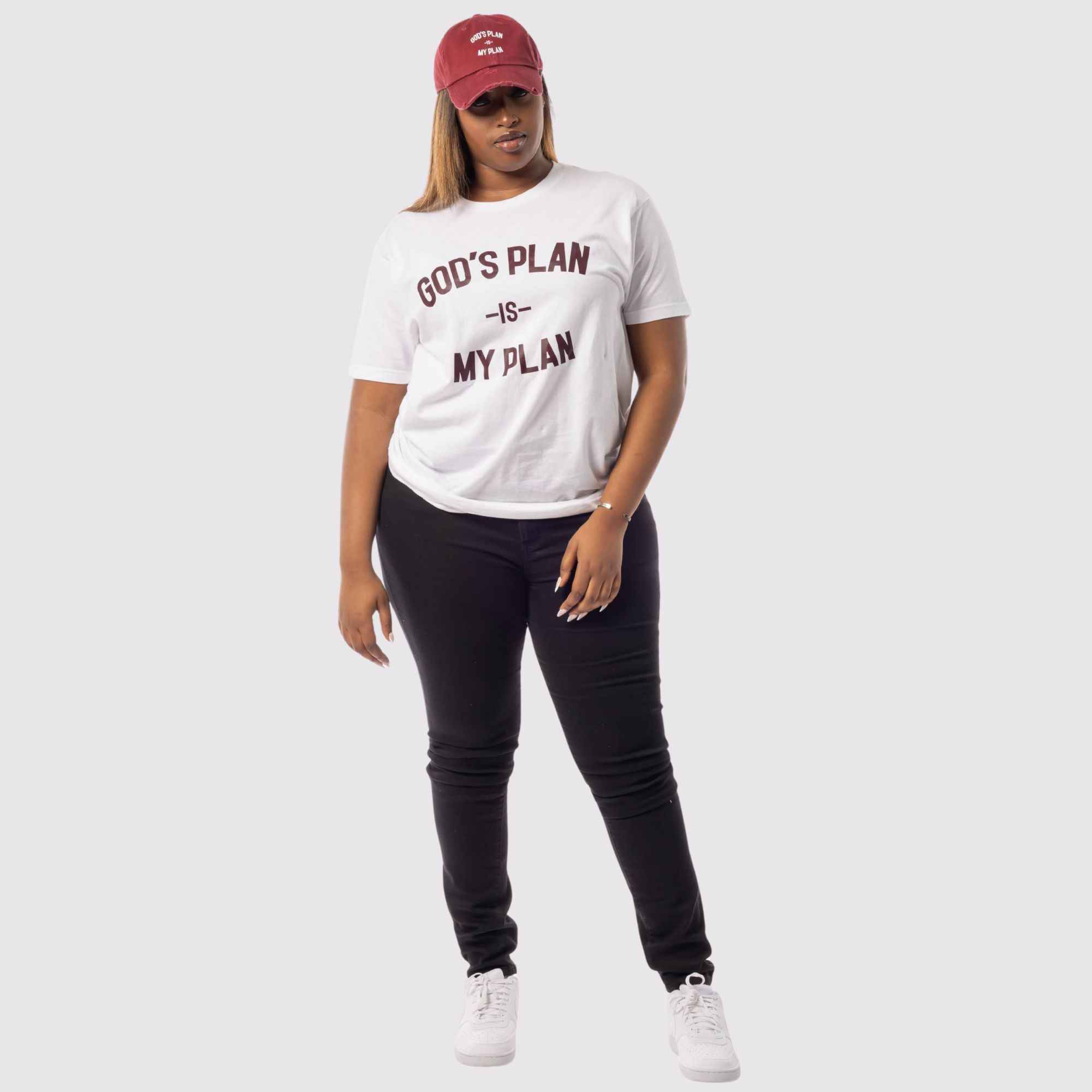 God's Plan My Plan T-Shirt & Hat Bundle Maroon