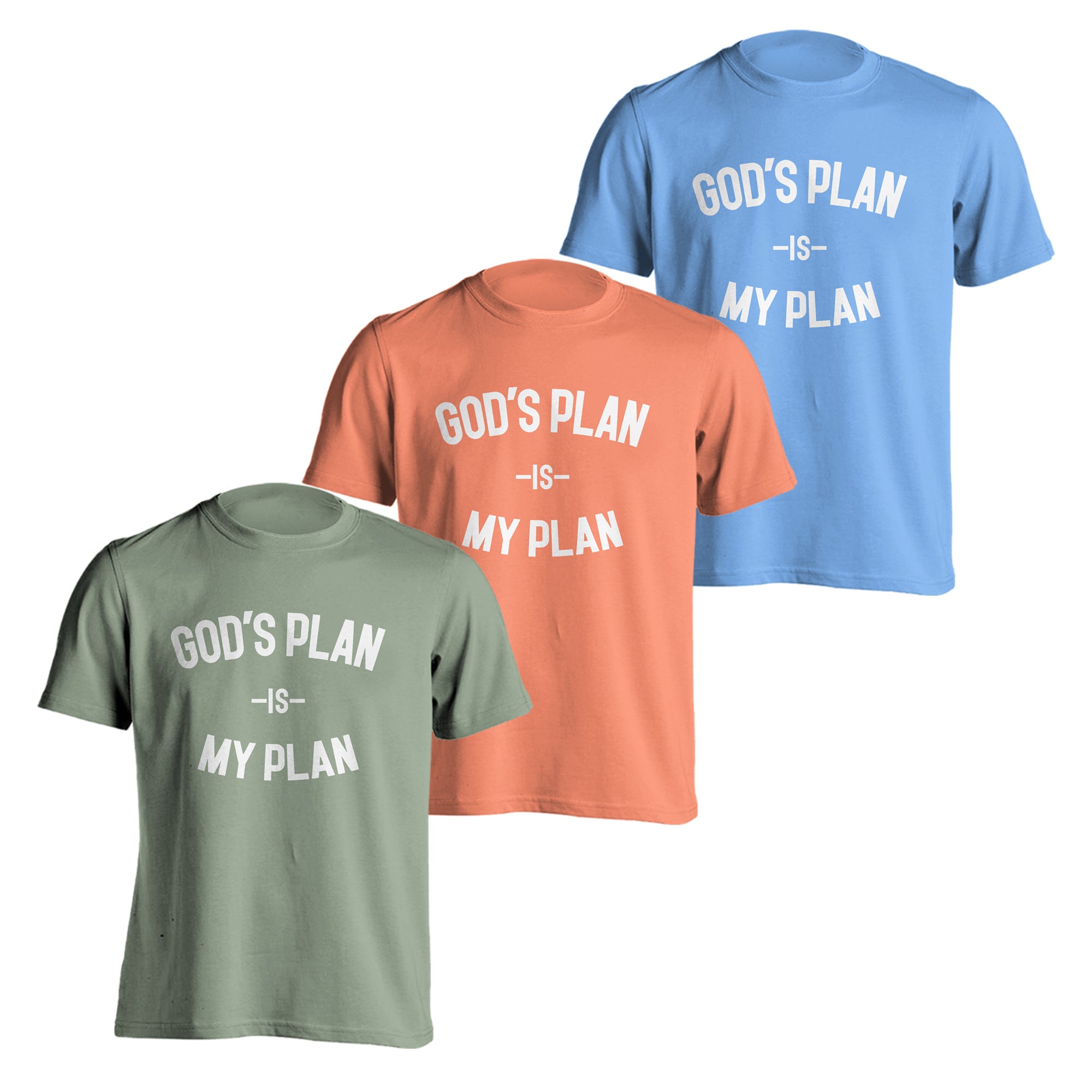 3 Tee Bundle God's Plan My Plan (Sage/Carolina Blue/Sunset)