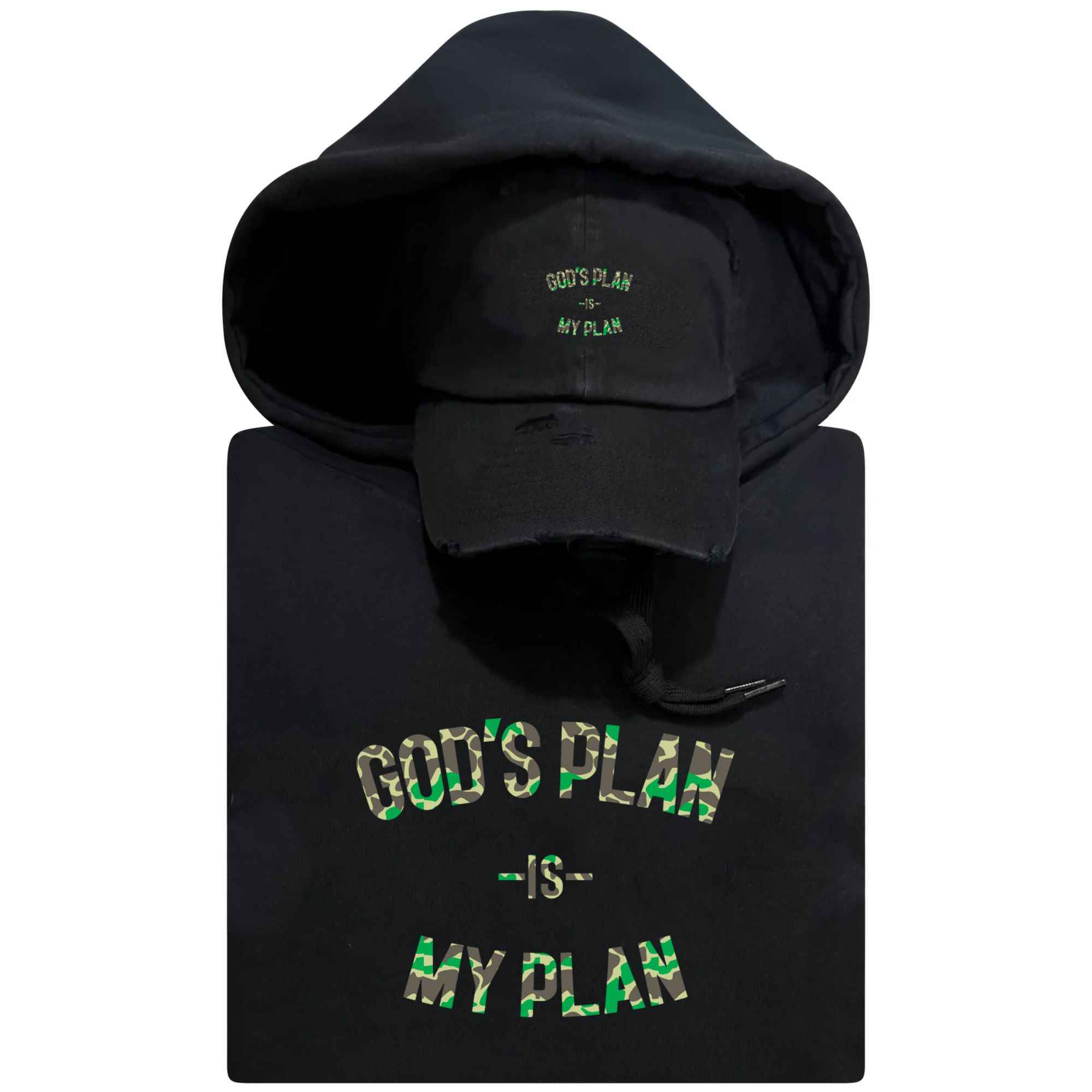 God's Plan My Plan Hoodie & Hat Bundle Camo