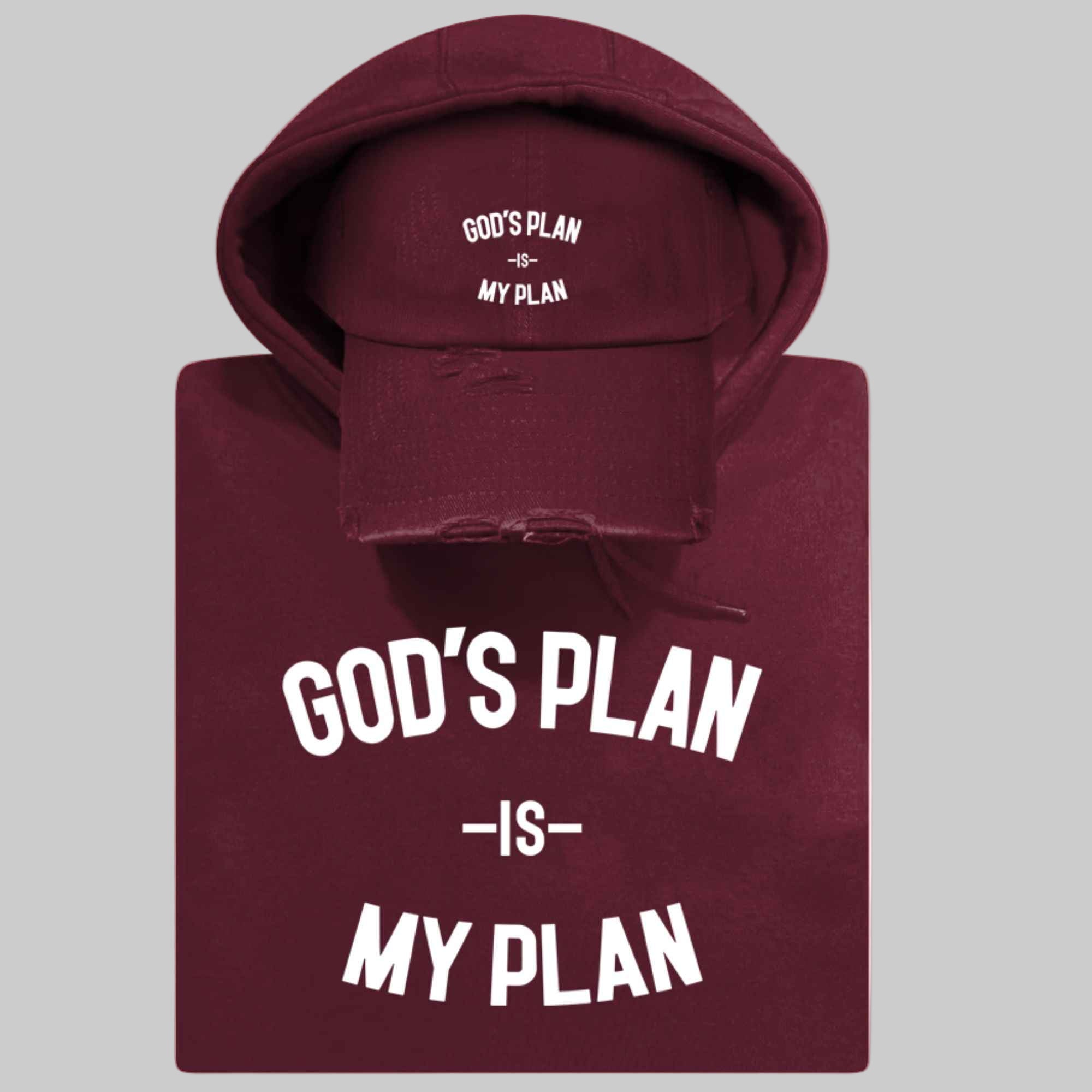 God's Plan My Plan Hoodie & Hat Bundle Maroon