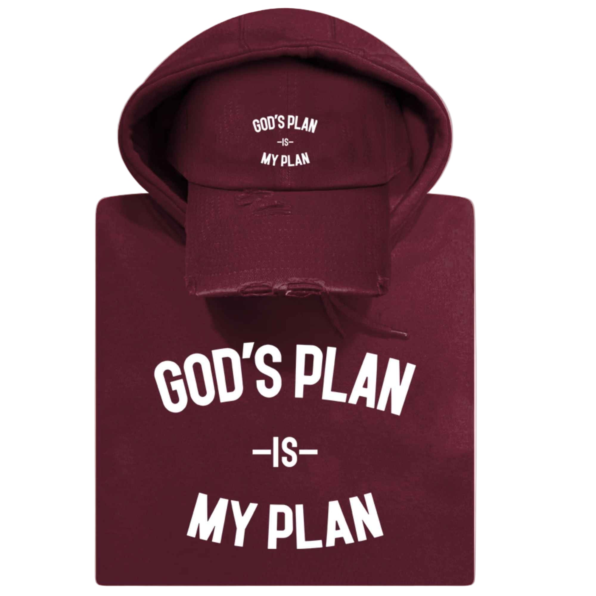 God's Plan My Plan Hoodie & Hat Bundle Maroon