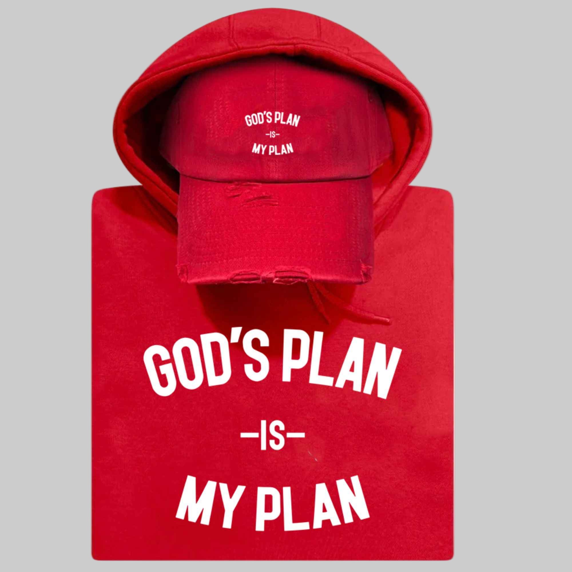 God's Plan My Plan Hoodie & Hat Bundle Fire