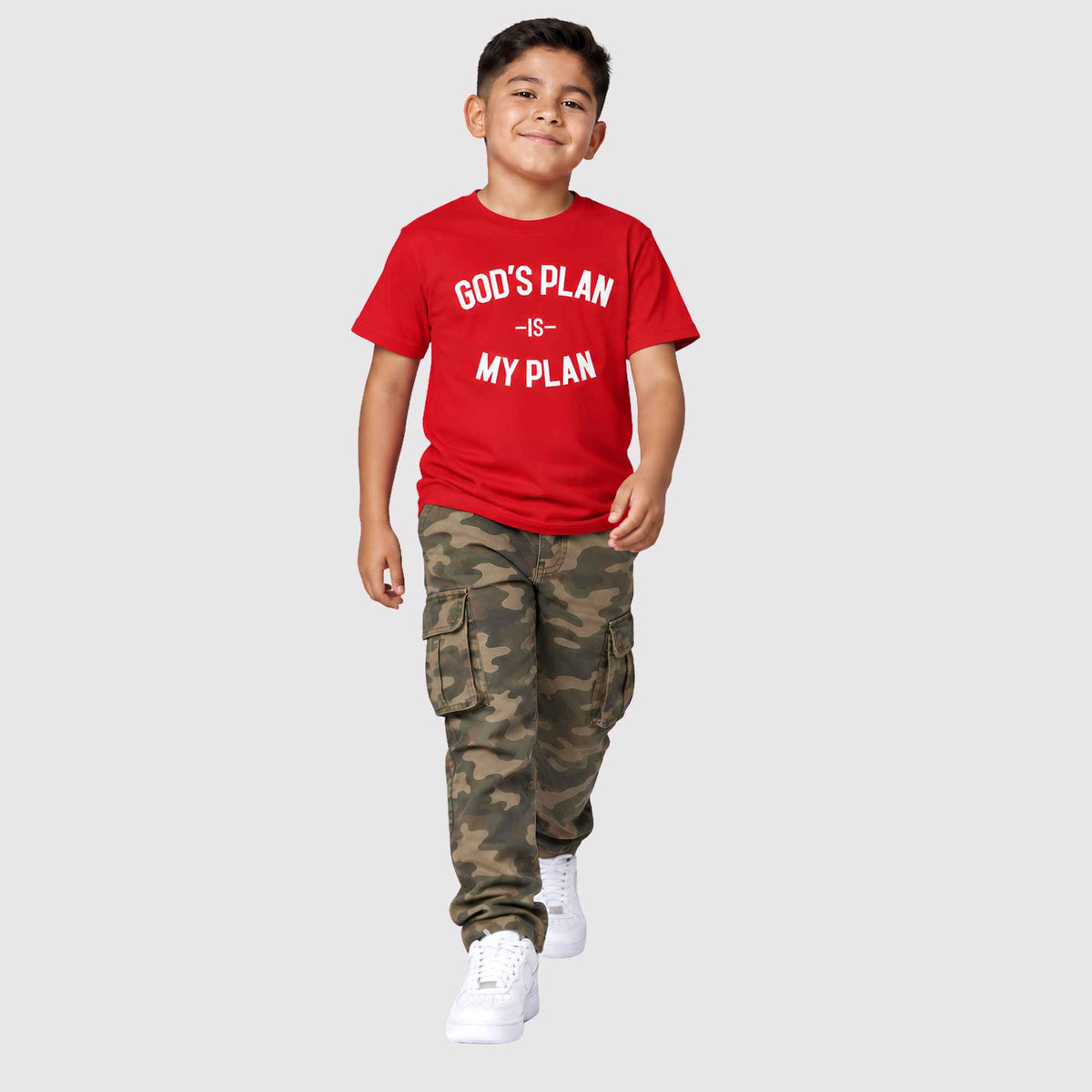 God's Plan My Plan Kids Tee Fire