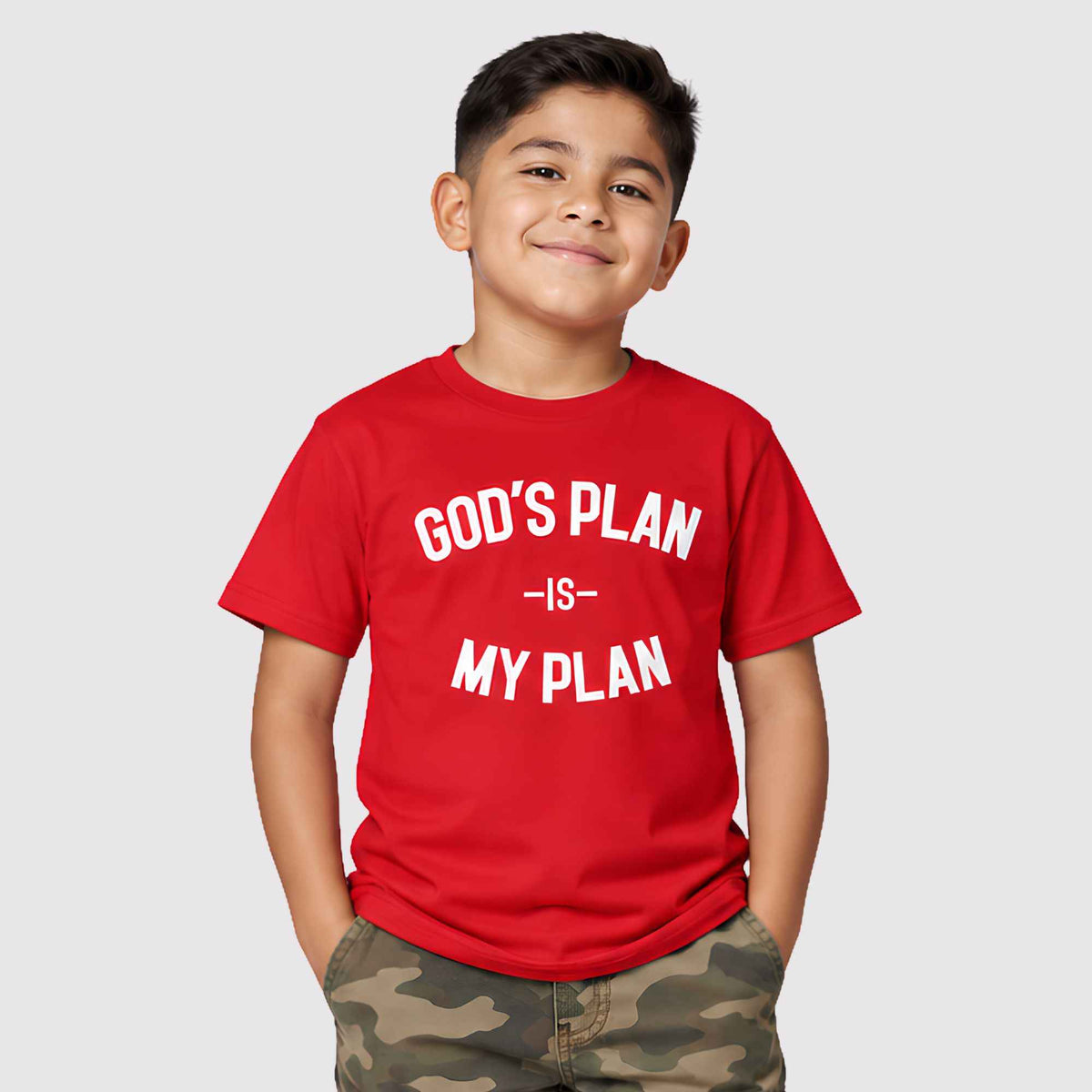 God's Plan My Plan Kids Tee Fire