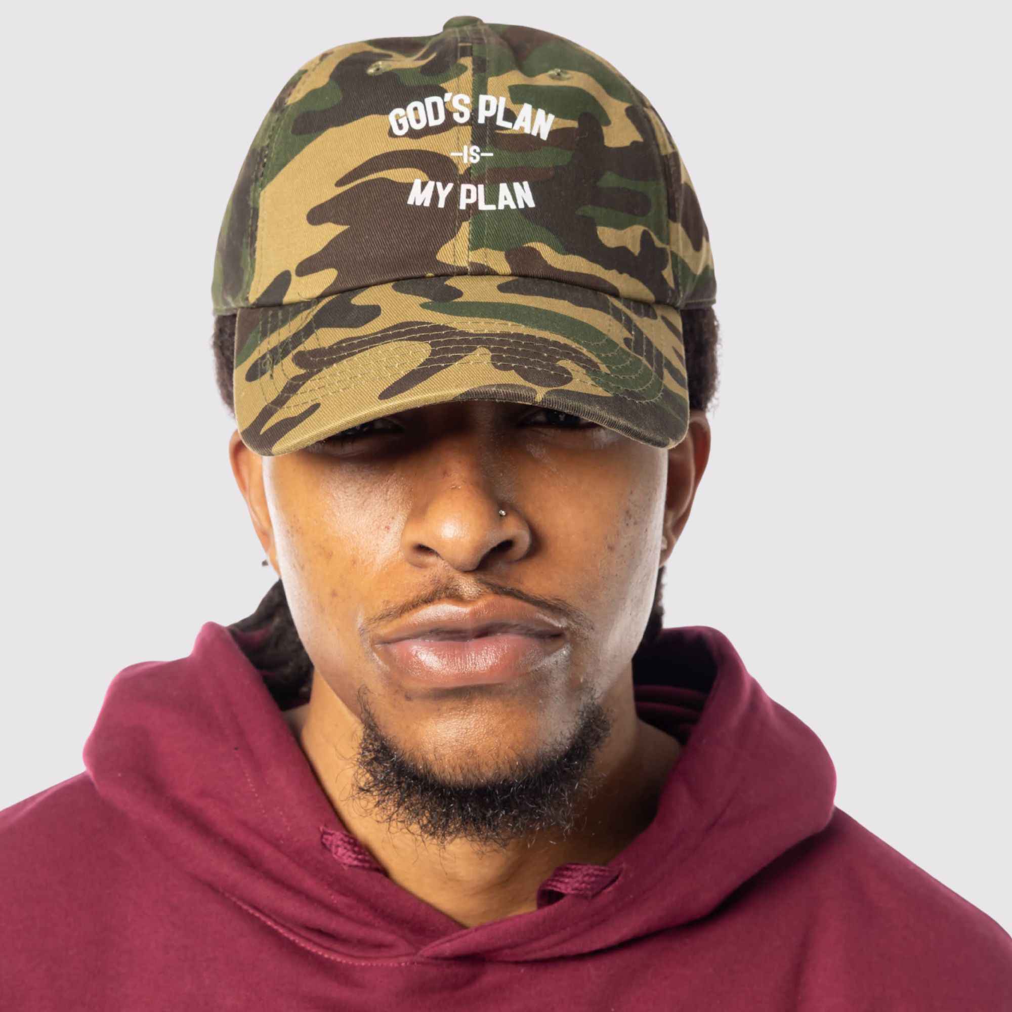 God's Plan My Plan Camo/Denim/Black Dad Hat Bundle