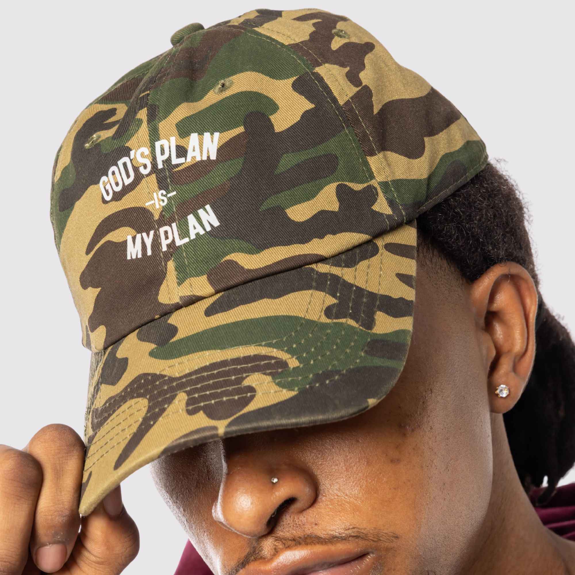 God's Plan My Plan Camo/Denim/Black Dad Hat Bundle