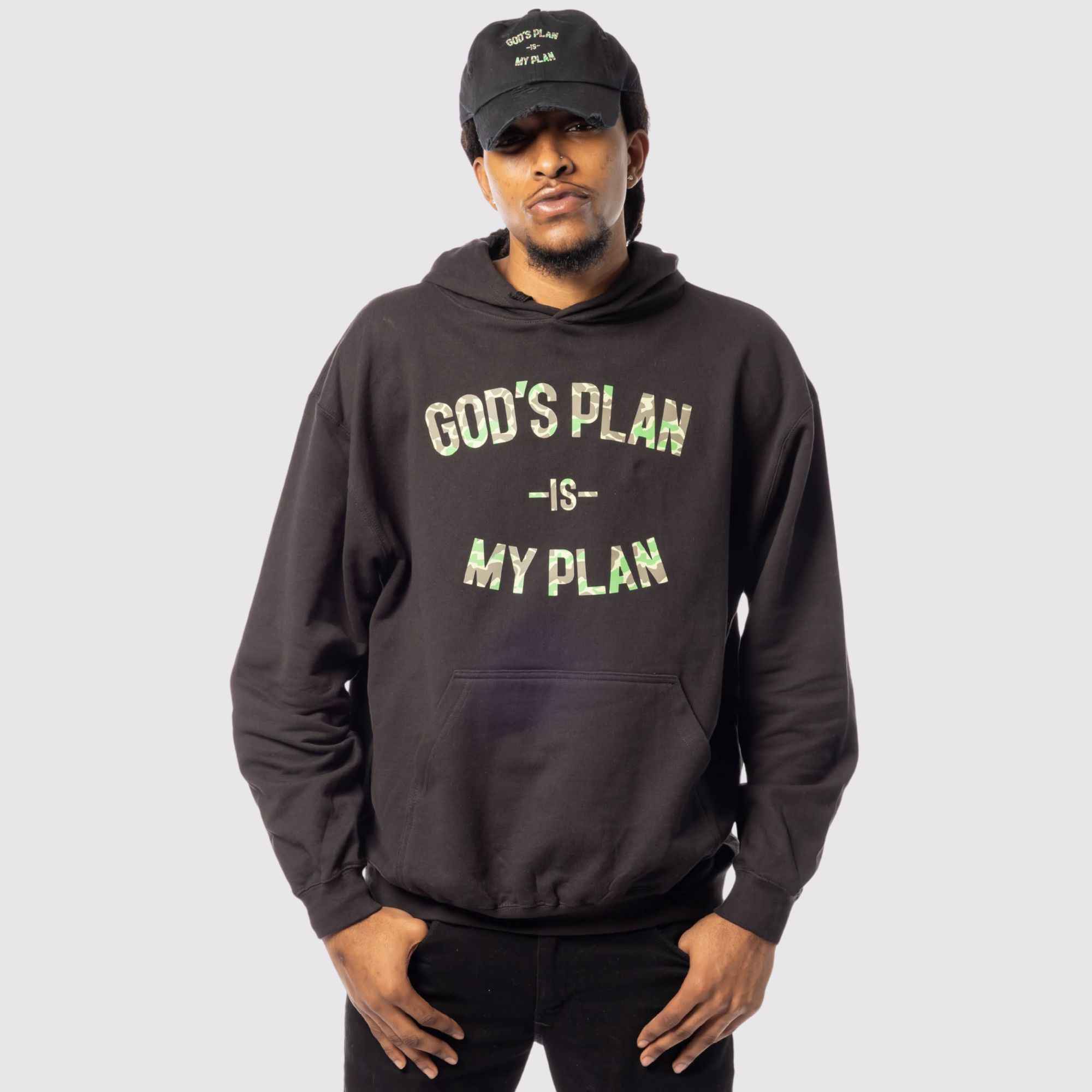 God's Plan My Plan Hoodie & Hat Bundle Camo