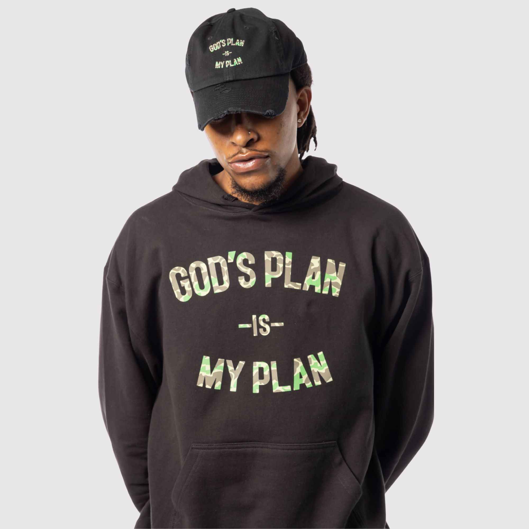 God's Plan My Plan Hoodie & Hat Bundle Camo