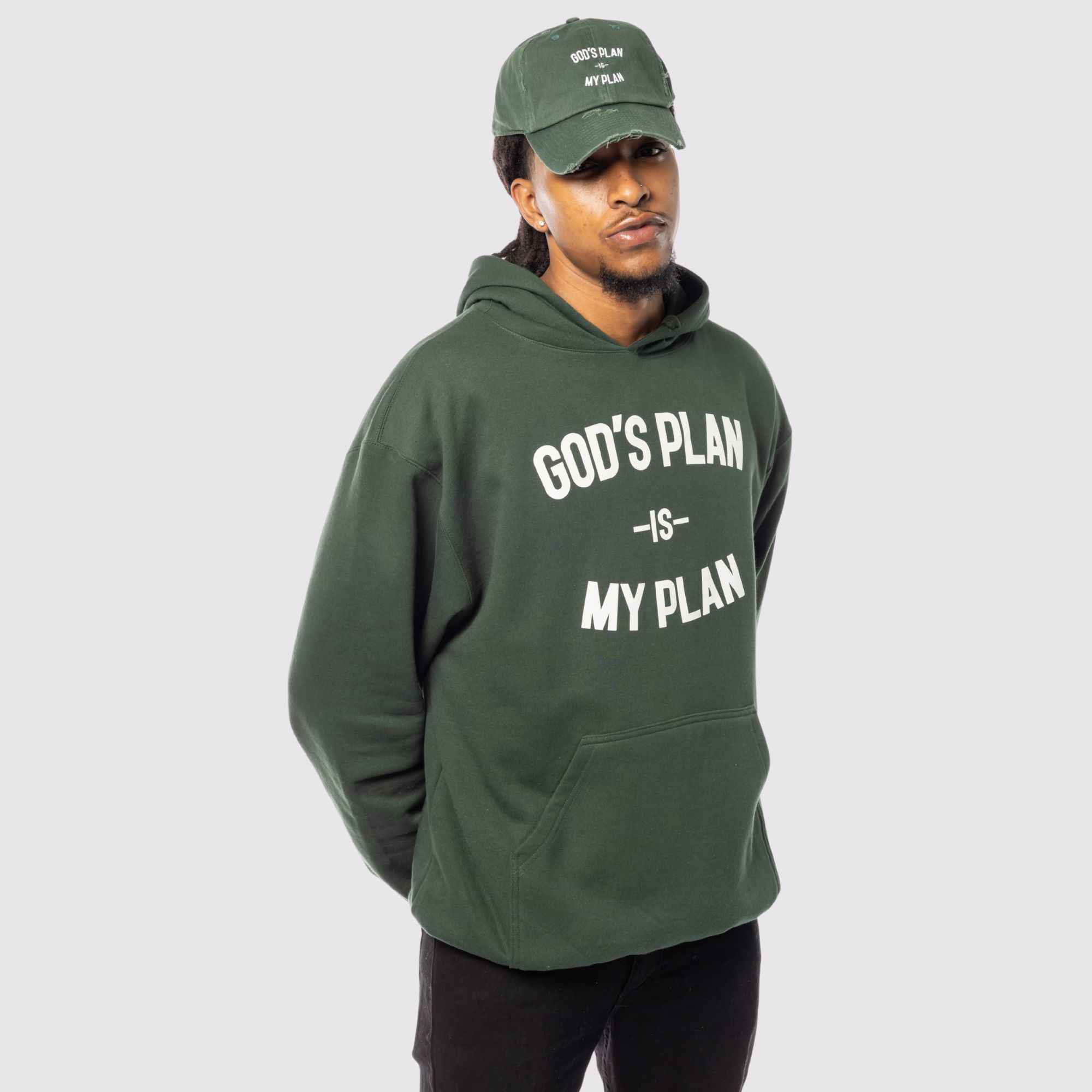 God's Plan My Plan Hoodie & Hat Bundle Emerald