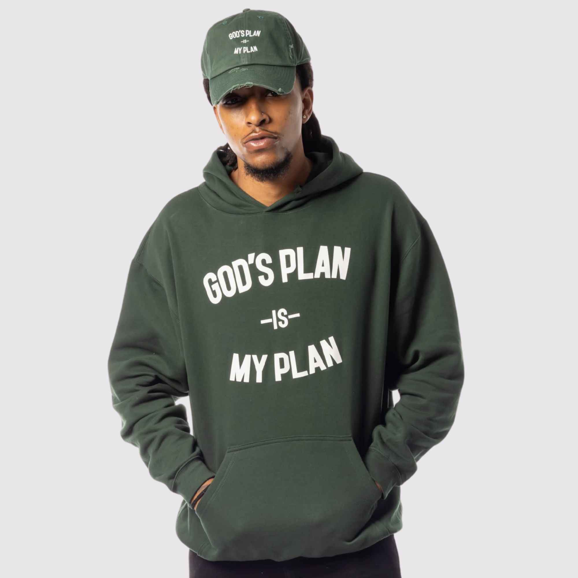 God's Plan My Plan Hoodie & Hat Bundle Emerald