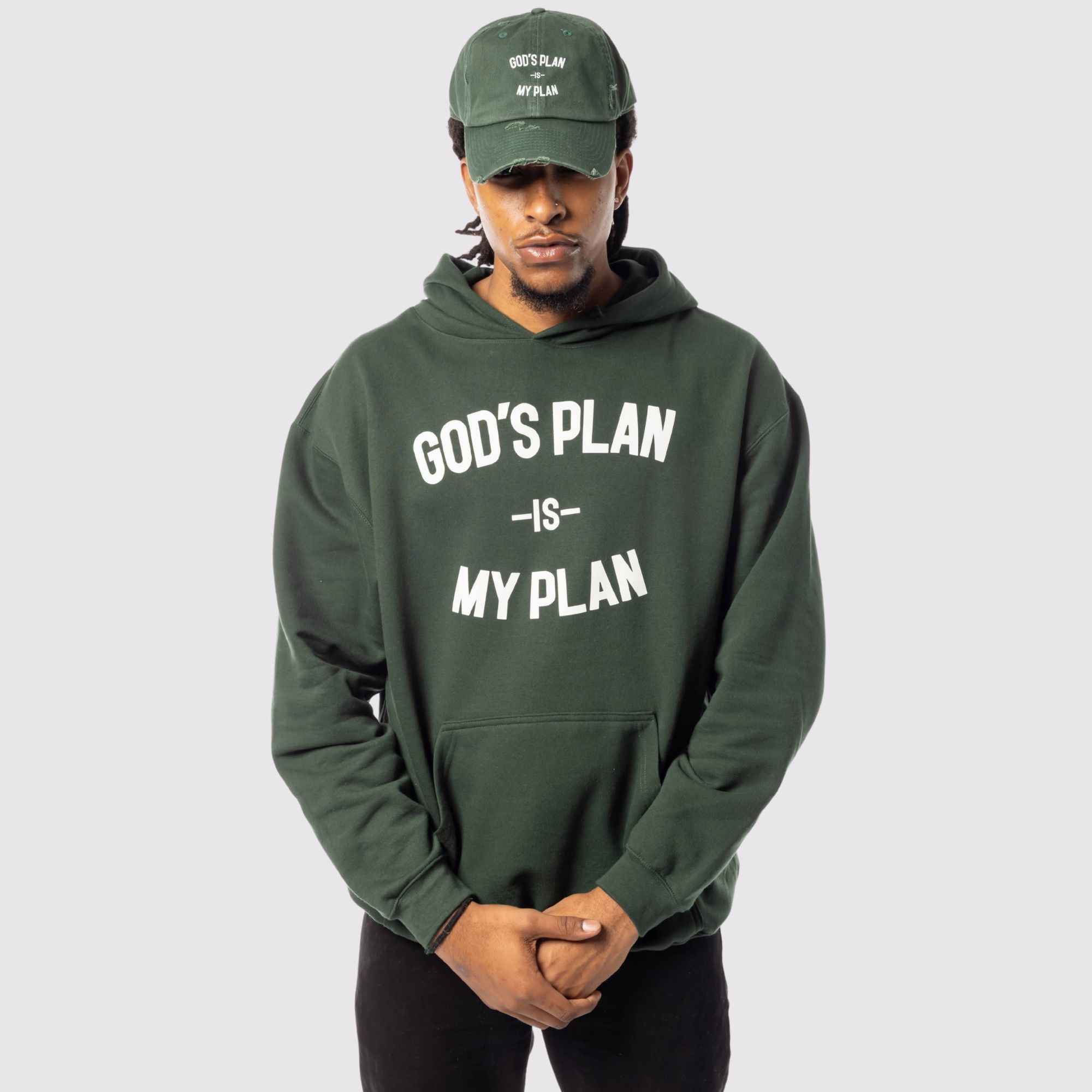 God's Plan My Plan Hoodie & Hat Bundle Emerald