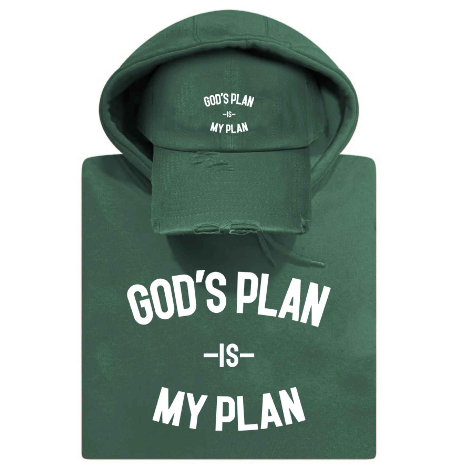God's Plan My Plan Hoodie & Hat Bundle Emerald