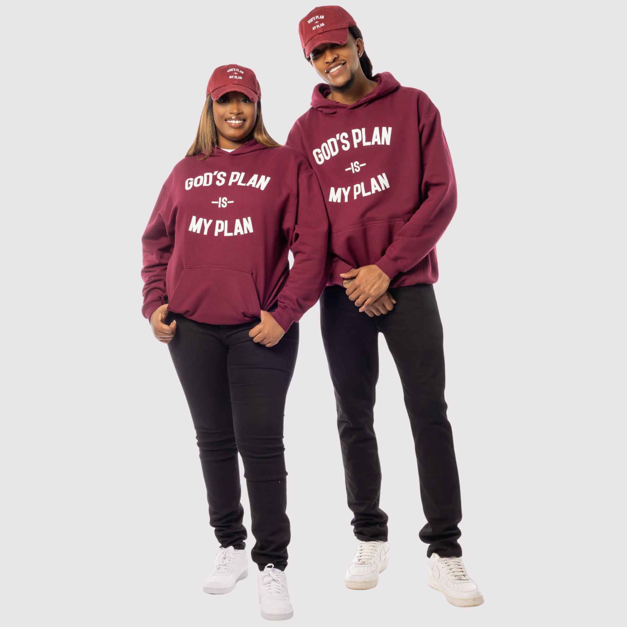 God's Plan My Plan Hoodie & Hat Bundle Maroon