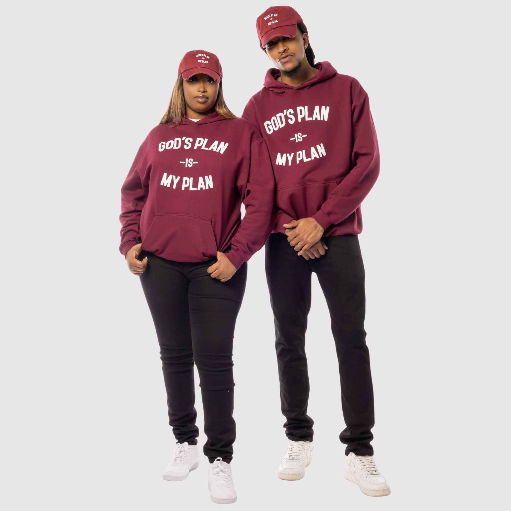 God's Plan My Plan Hoodie & Hat Bundle Maroon