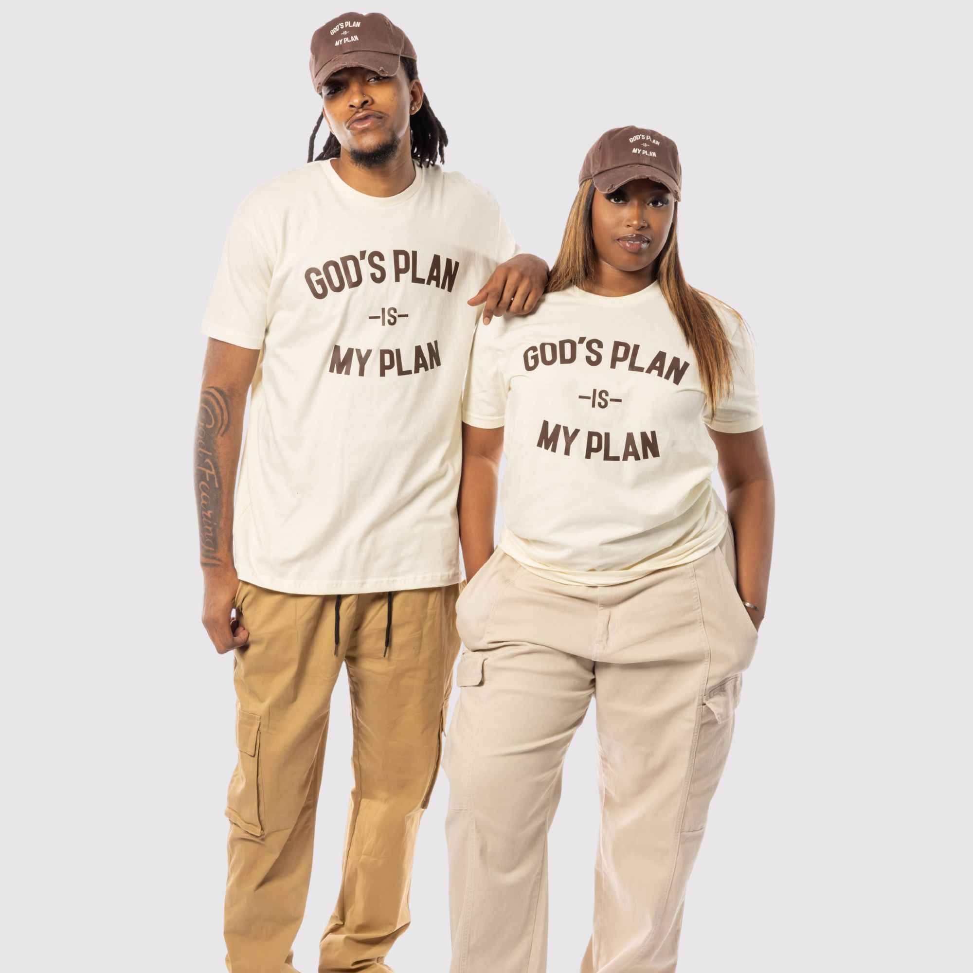 God's Plan My Plan T-Shirt & Hat Bundle Brown