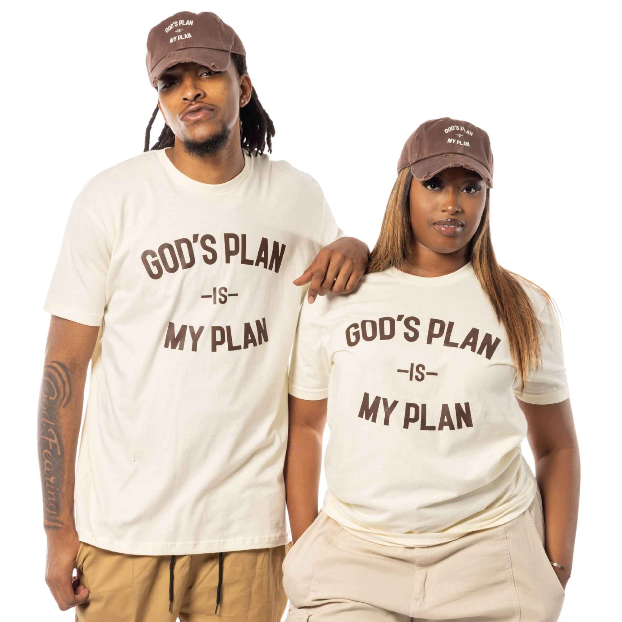 God's Plan My Plan T-Shirt & Hat Bundle Brown