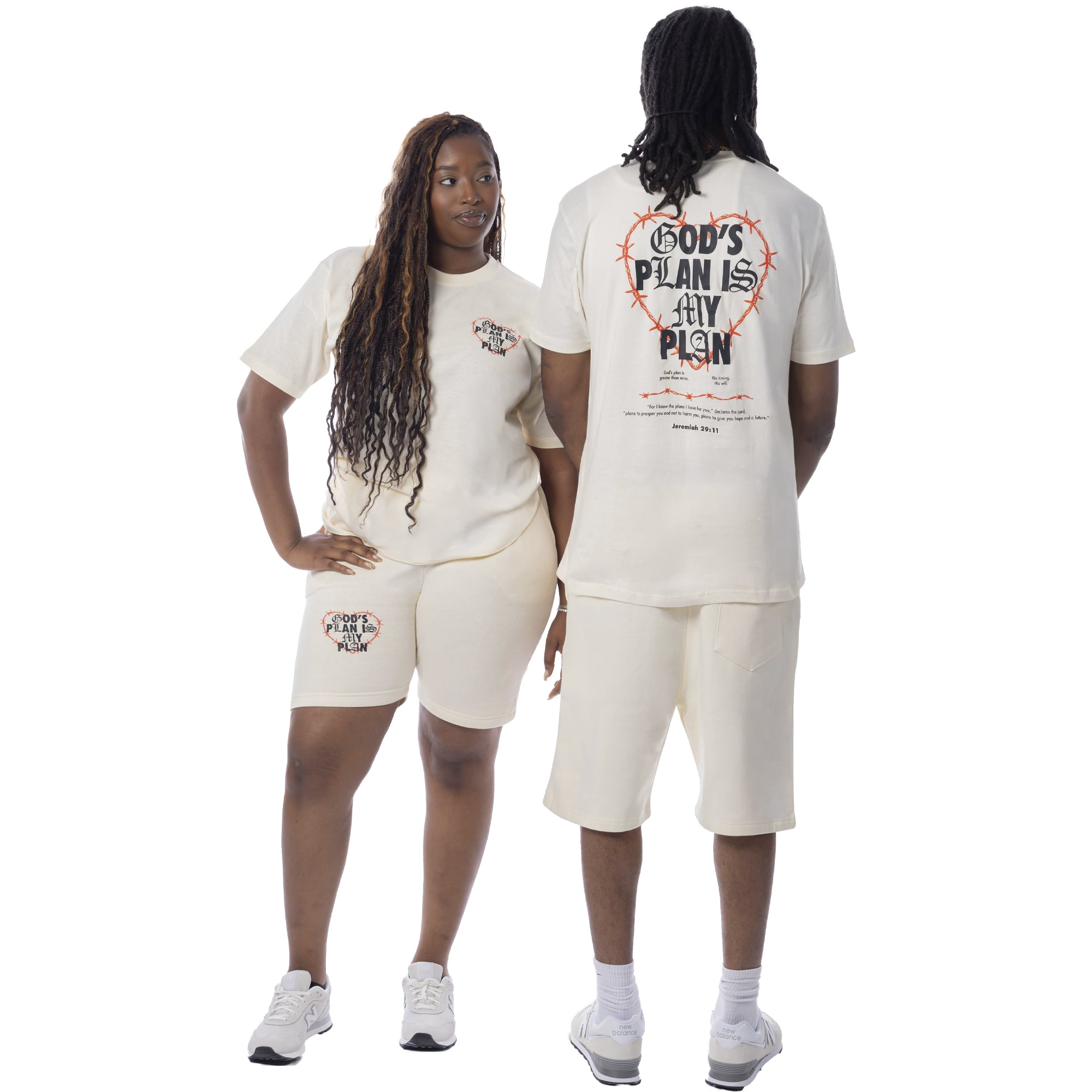 Covered By Grace God's Plan Fire Short Set (Off White)