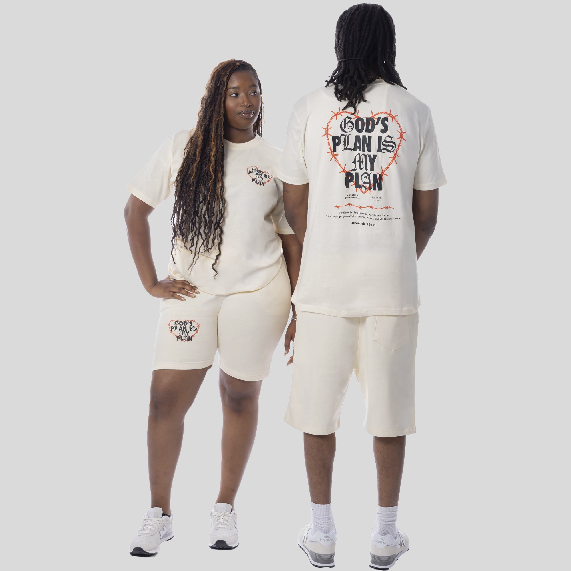 Covered By Grace God's Plan Fire Short Set (Off White)