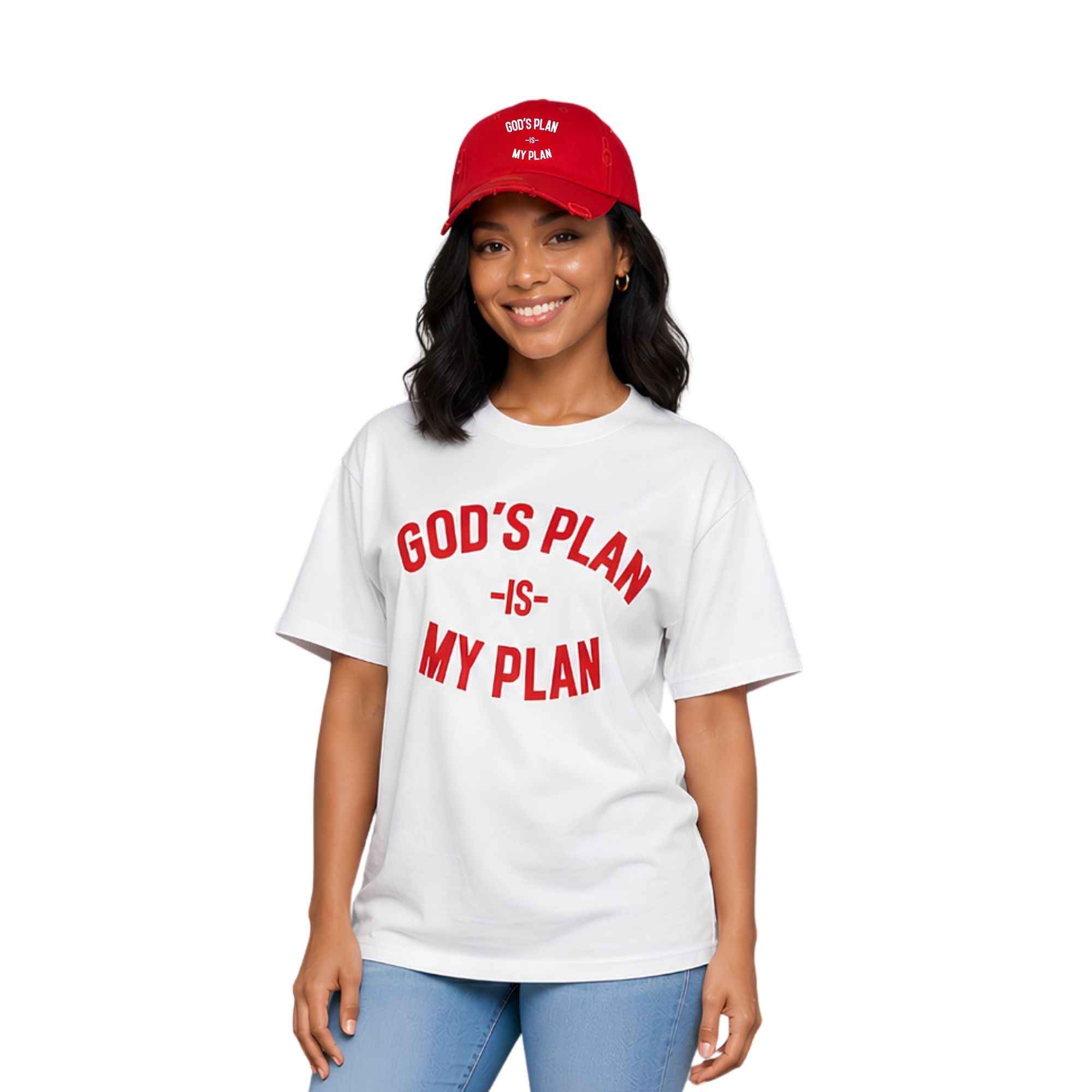 God's Plan My Plan T-Shirt & Hat Bundle Fire