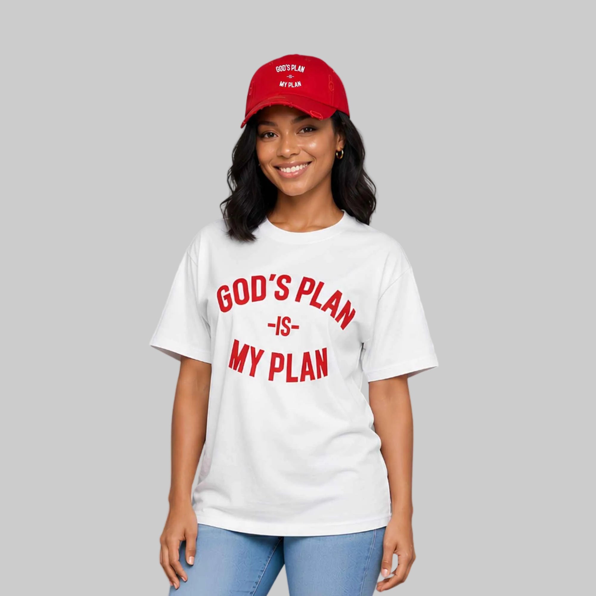 God's Plan My Plan T-Shirt & Hat Bundle Fire