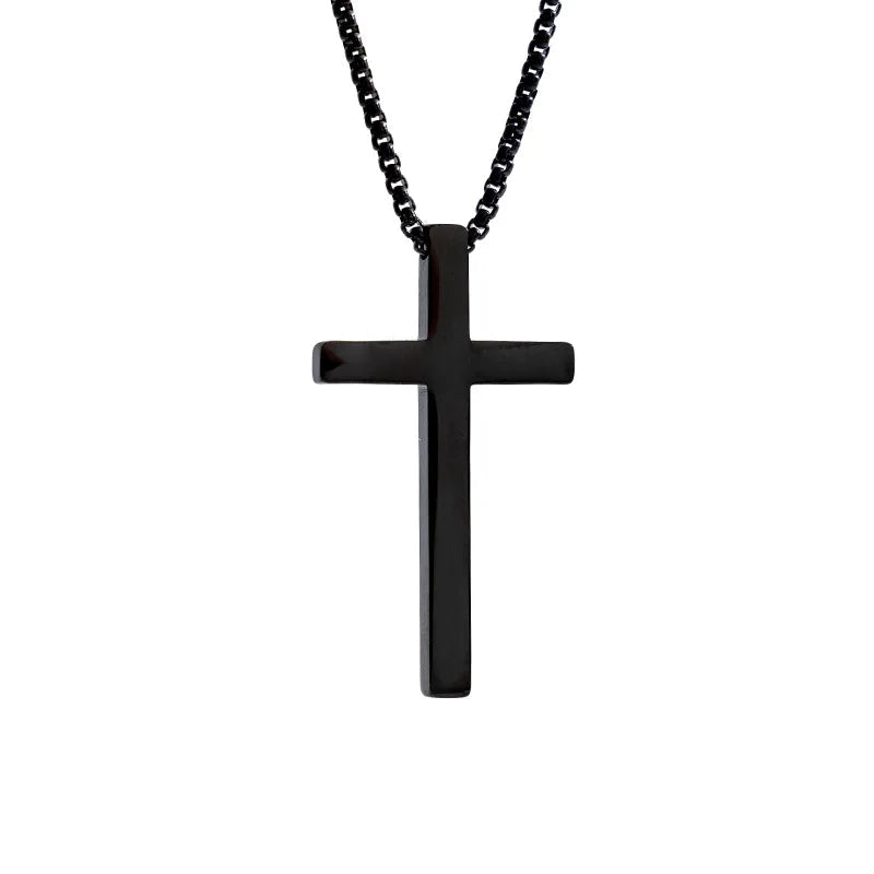 Minimalist Cross Necklace (Black)