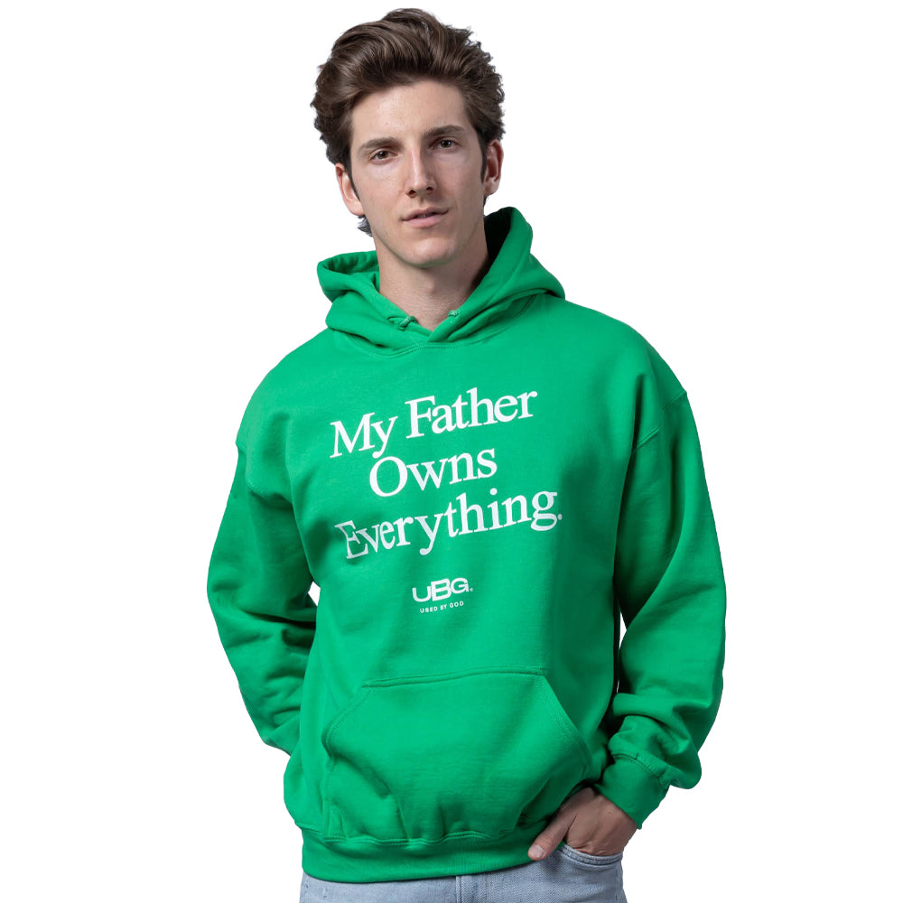 My Father Owns Everything White/Green, Used By God, Used By God Clothing, Christian Apparel, Christian Hoodies, Christian Clothing, Christian Shirts, God Shirts, Christian Sweatshirts, God Clothing, Jesus Hoodie, christian clothing t shirts, Jesus Clothes, t-shirts about jesus, hoodies near me, Christian Tshirts, God Is Dope, Art Of Homage, Red Letter Clothing, Elevated Faith, Active Faith Sports, Beacon Threads, God The Father Apparel