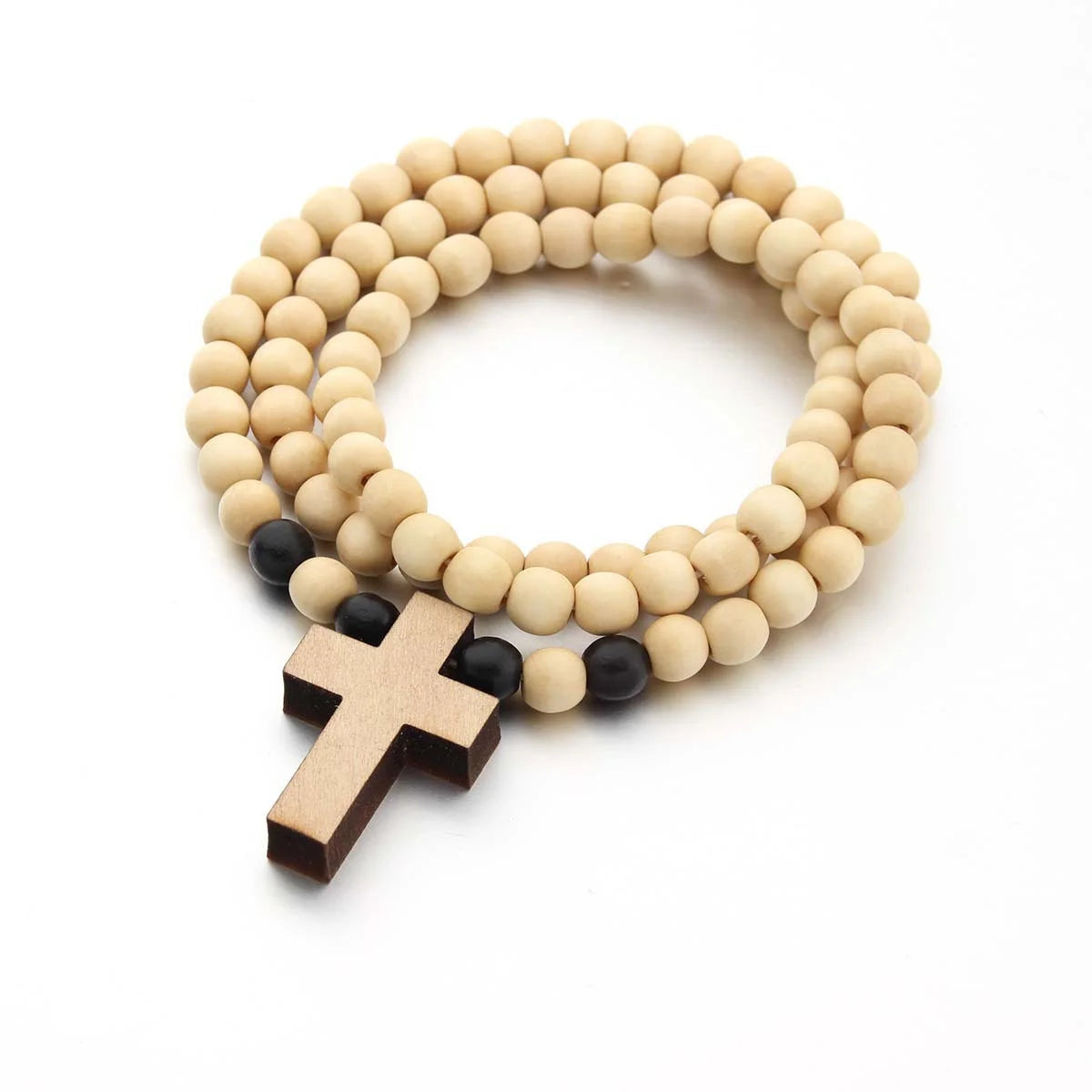 Natural Wooden Cross Pendant Necklace Bracelet