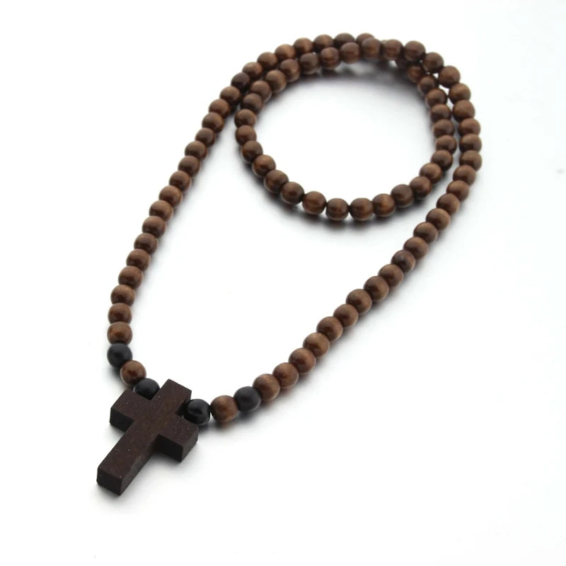 Wooden Cross Pendant Necklace Bracelet