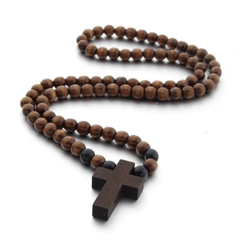Wooden Cross Pendant Necklace Bracelet