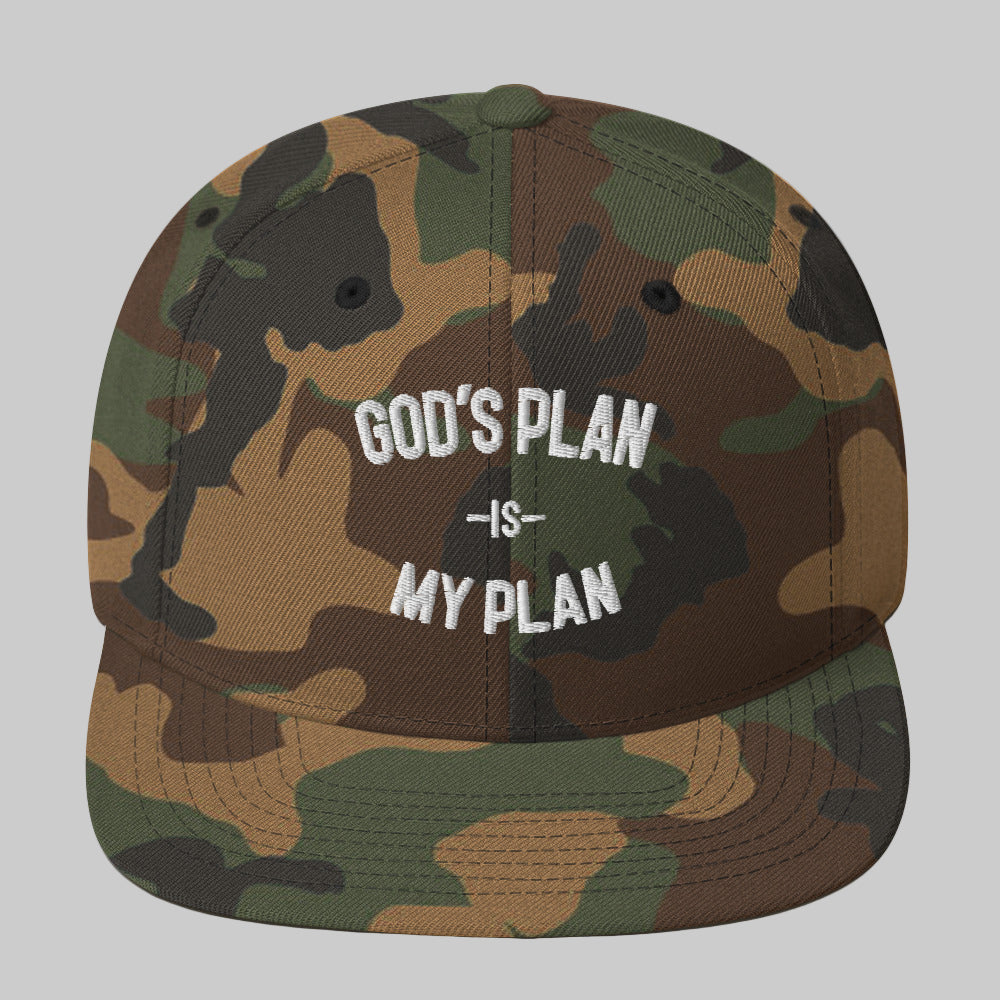 God's Plan My Plan Camo Snapback Hat (White)