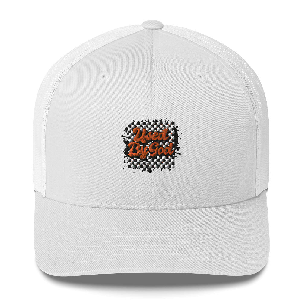 Used By God Checkerboard Trucker Cap