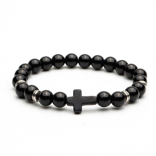Cross Lava Stone Bead Bracelet, Used By God, Used By God Clothing, Christian Apparel, Christian Bracelets, Christian Necklace, Christian Jewelry, Christian Gift, Wood Bracelet, Cross Bracelet, Christian Prayer Beads, Religious Gift, Prayer Bracelet, Prayer Beds, Cross Necklace, Cros Crucifix Necklace, Men's Bracelet, Women's Bracelet, Men's Necklace, Women's Necklace, Elevated Faith, String Bracelets, black cross