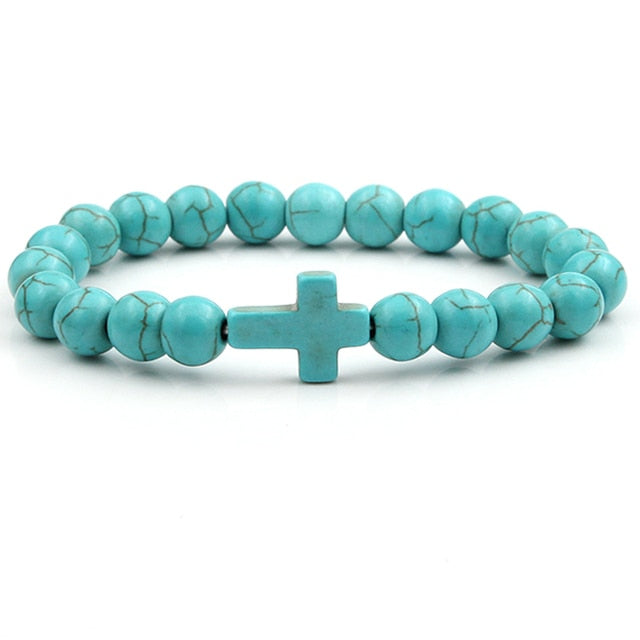 Hope Stone Cross Charm Bracelet