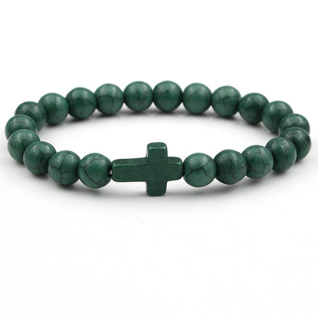 Hope Stone Cross Charm Bracelet