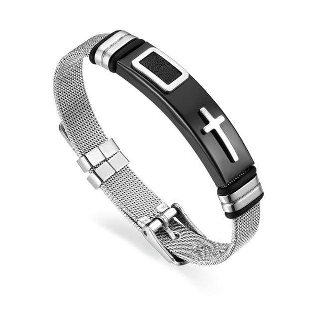 BONISKISS Unisex Classic Cross Stainless Steel Adjustable Bracelet - Used by God Clothing