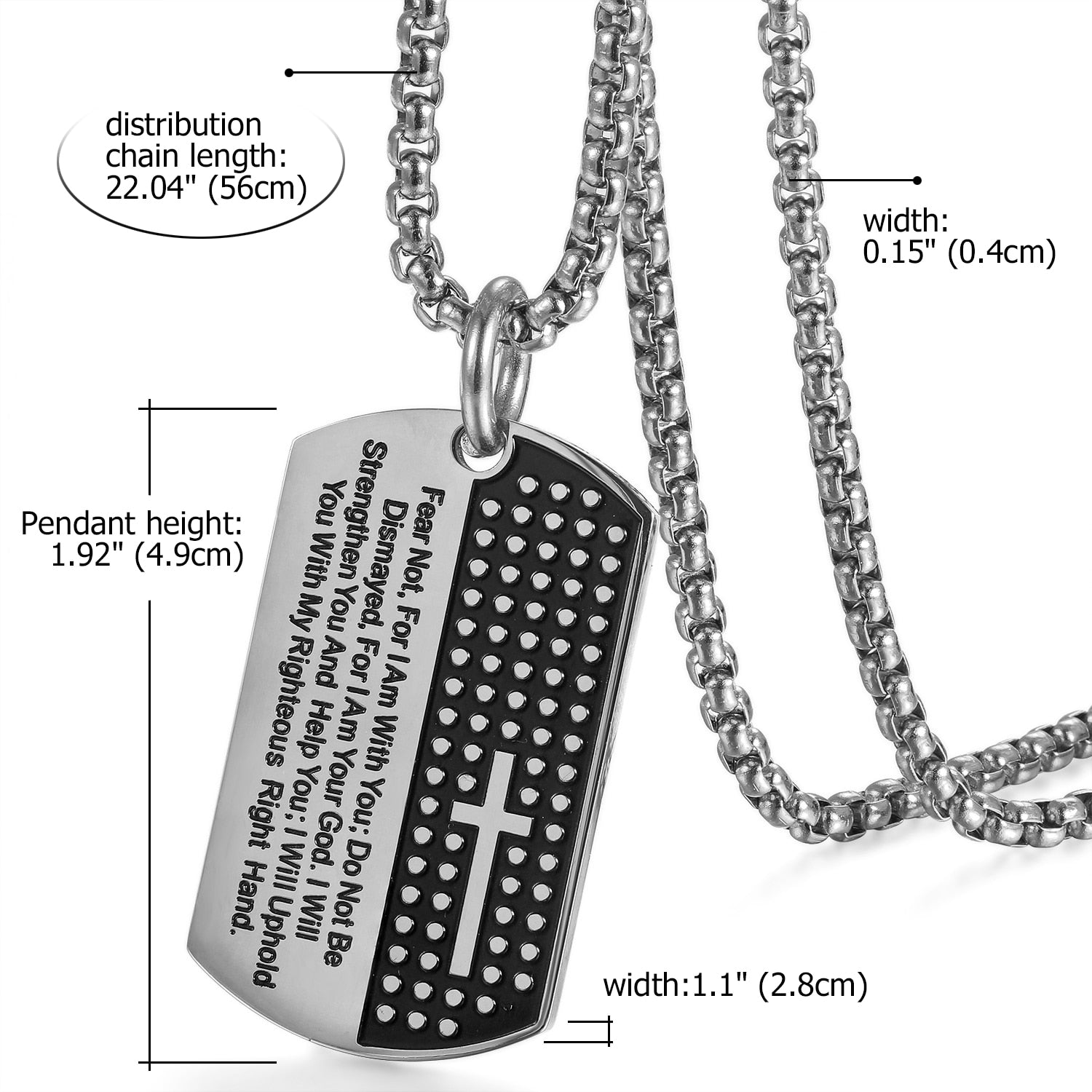 Isaiah 41:10 Cross Dog Tag Necklace