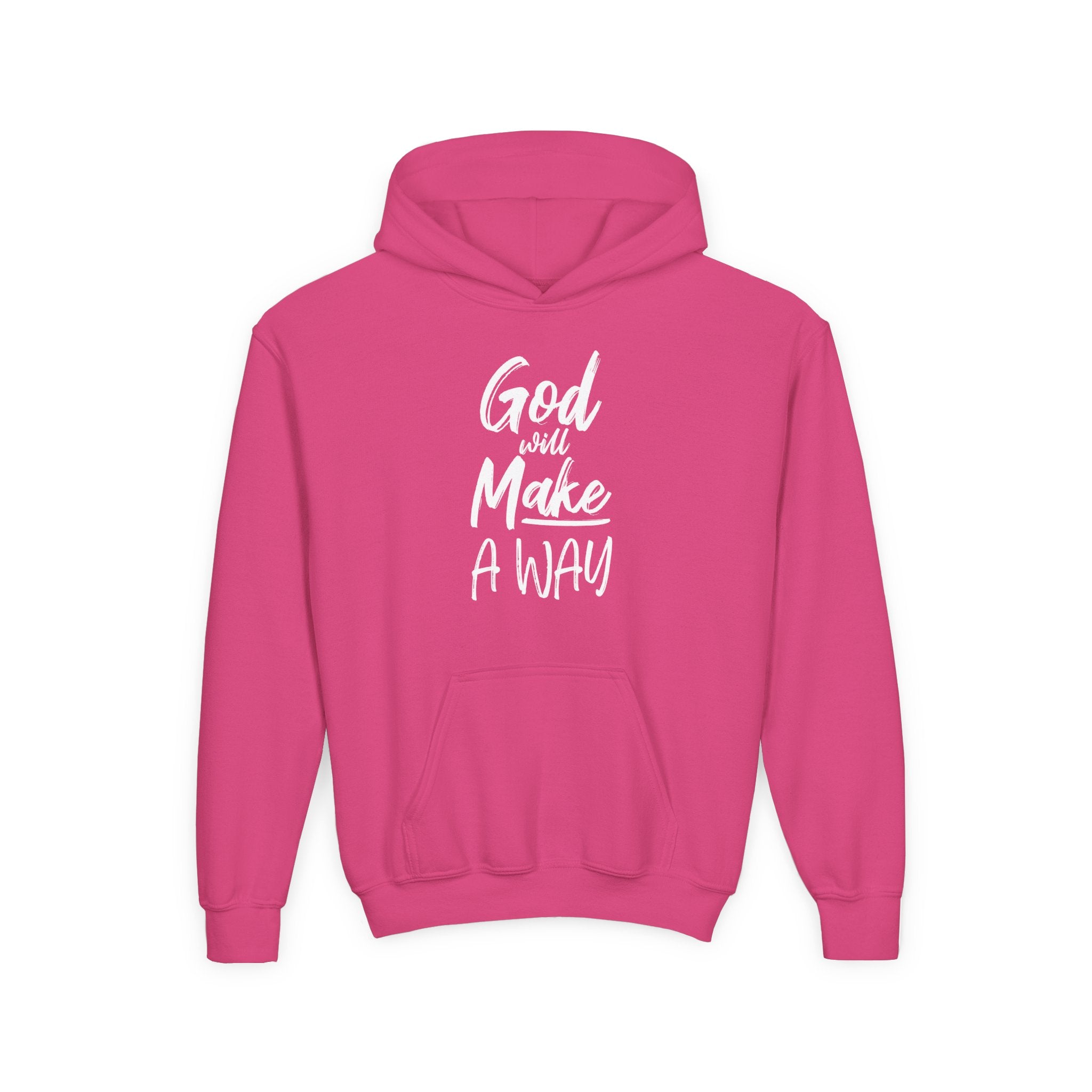 God Will Make A Way Kids Hoodie Hot Pink
