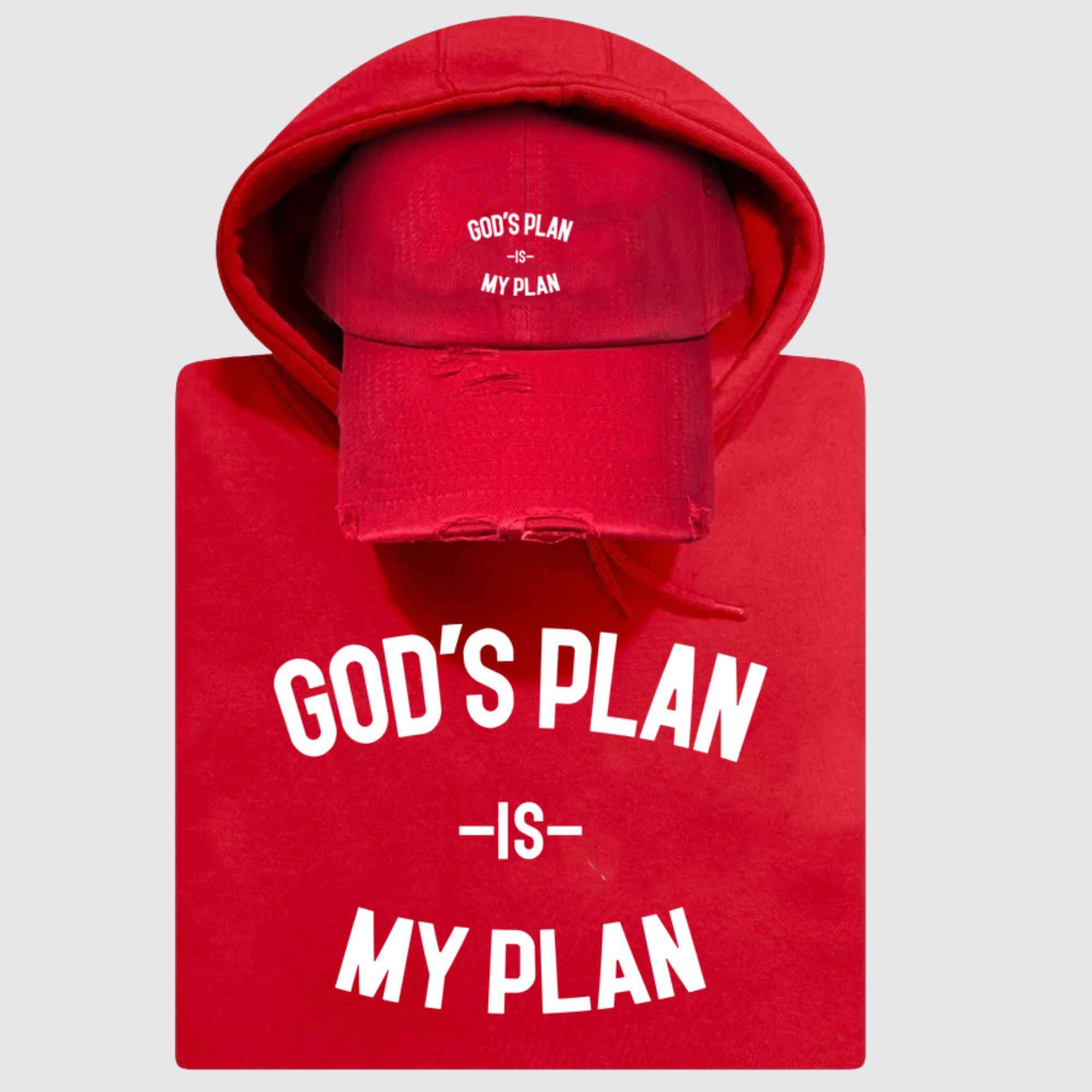 God's Plan My Plan Kids Hoodie & Hat Bundle Red