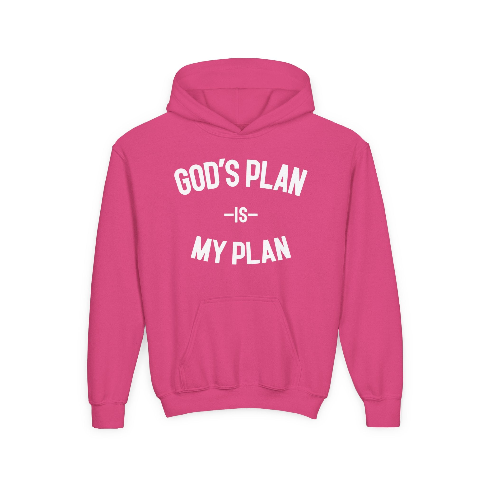 God's Plan My Plan Kids Hoodie Hot Pink