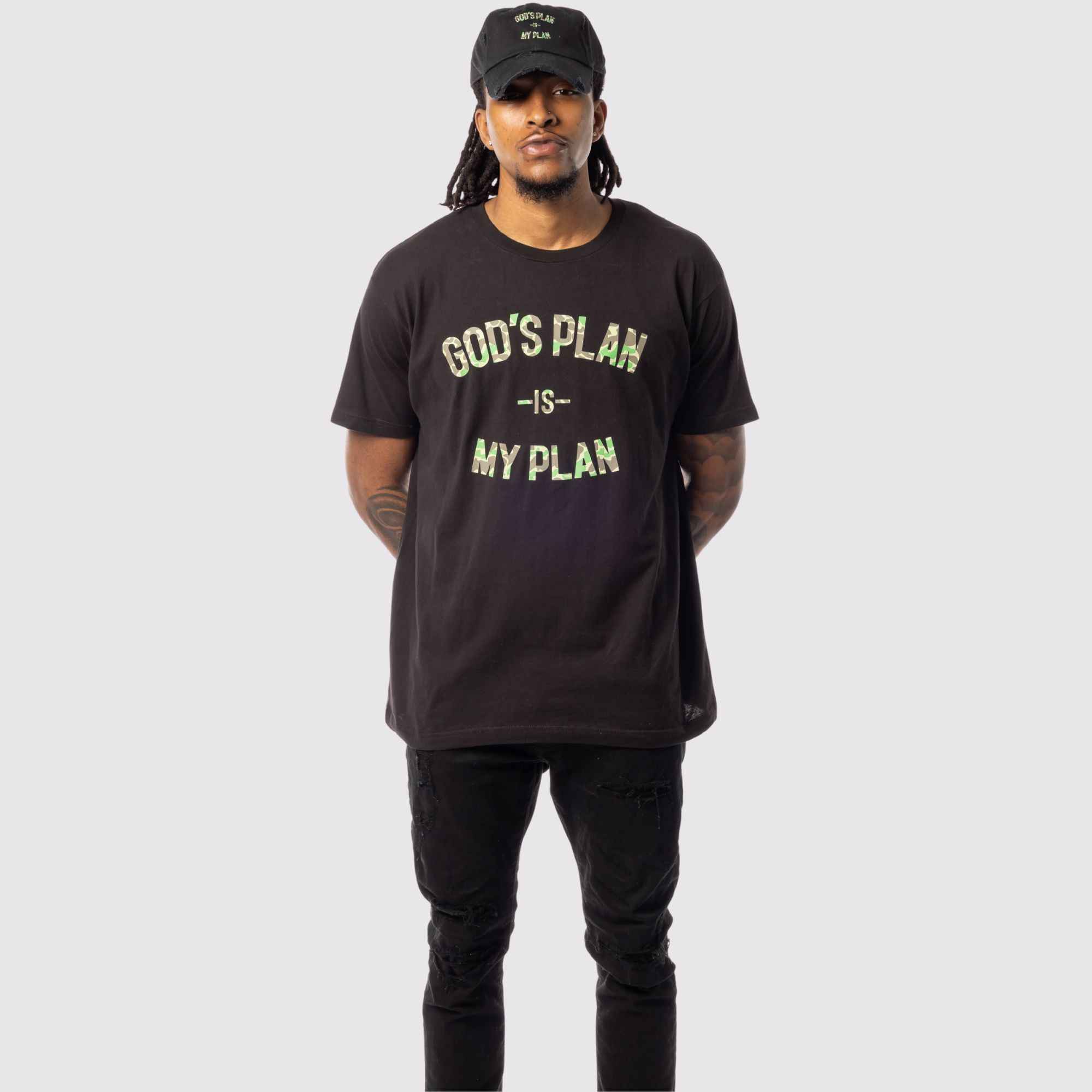 God's Plan My Plan T-Shirt & Hat Bundle Camo